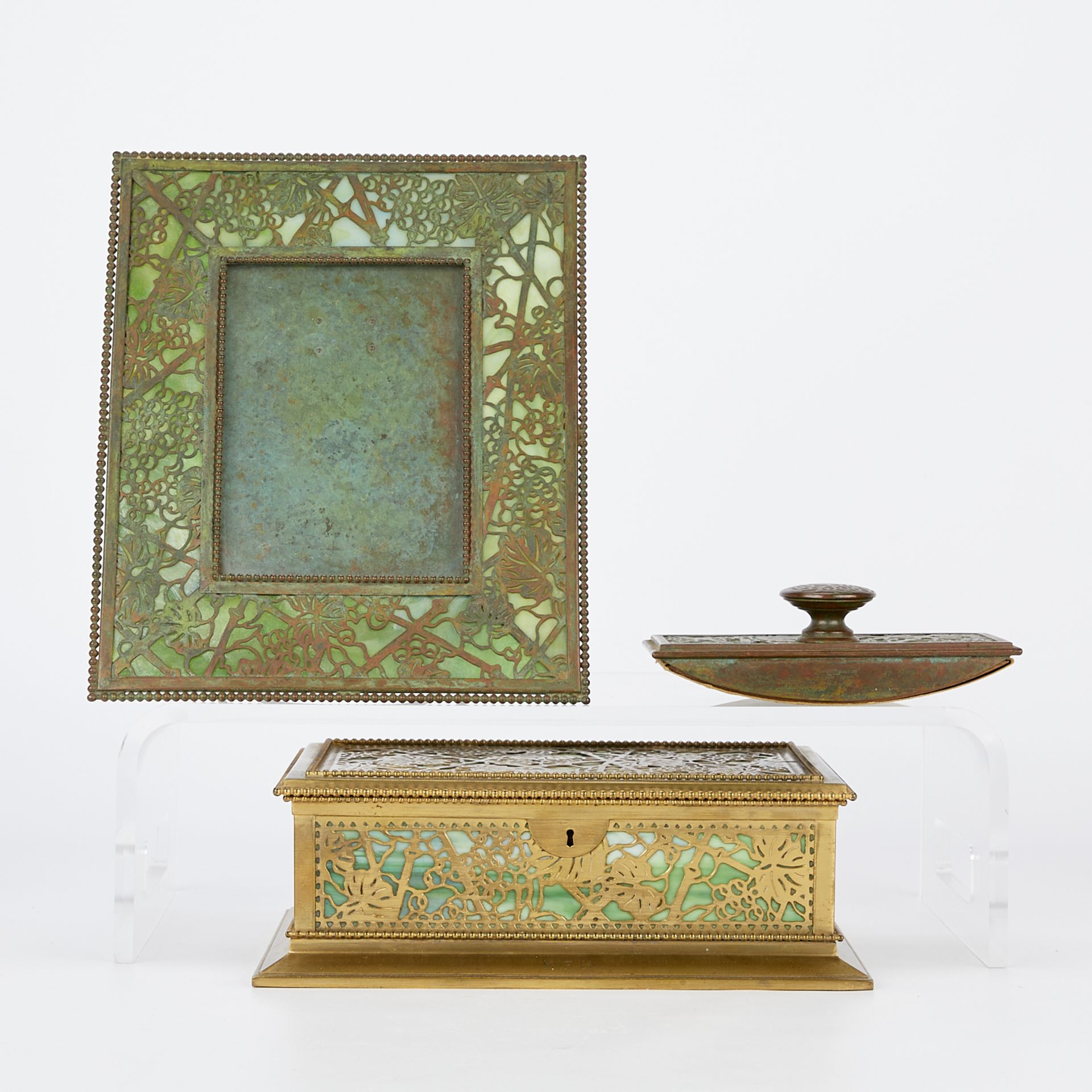 4 Pc Tiffany Studios Grape Vine Desk Set - Image 3 of 23