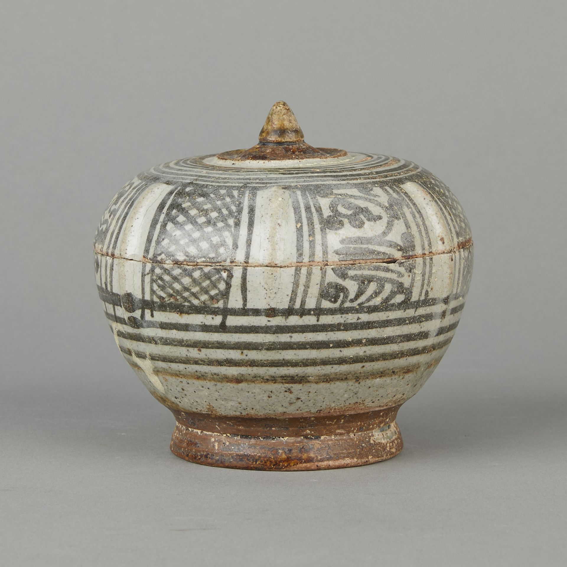 13th c. Thai Sawankhalok Ceramic Lidded Jar - Image 5 of 10