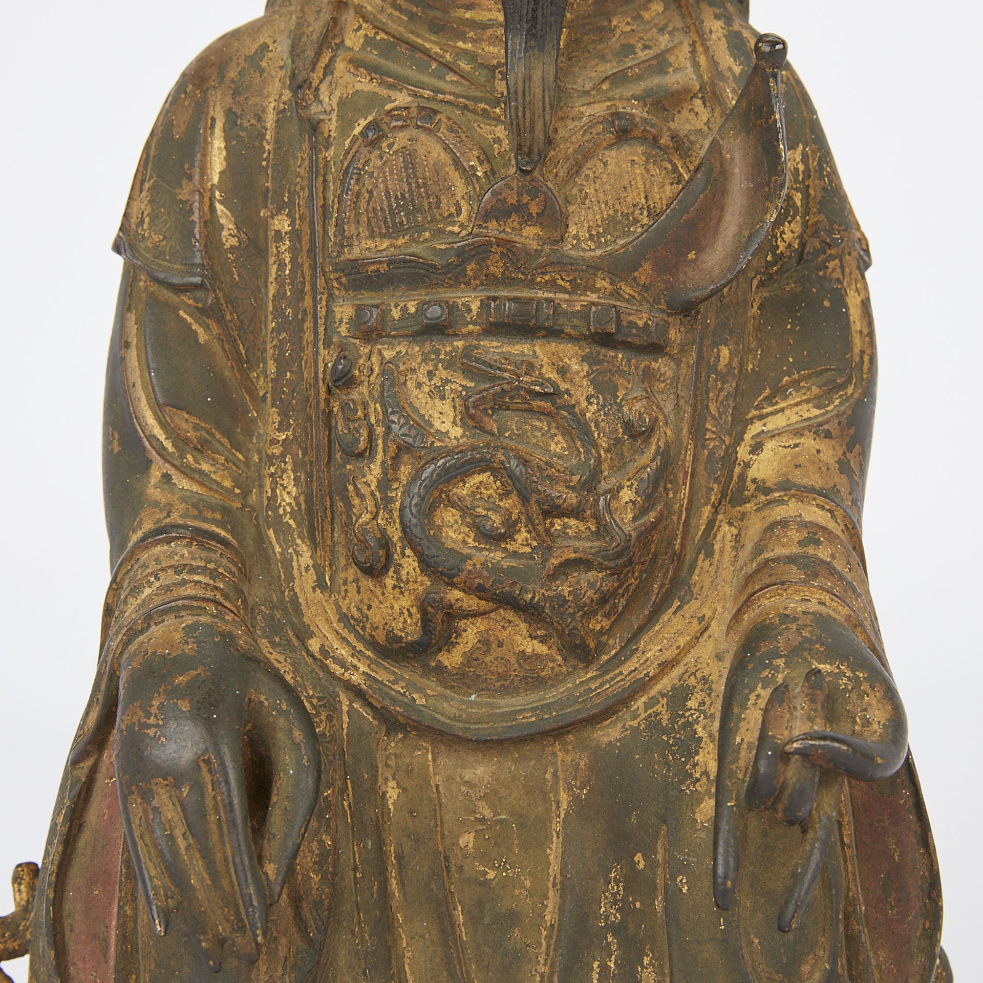 16th/17th c. Chinese Gilt Bronze Figure of Zhenwu - Bild 9 aus 14