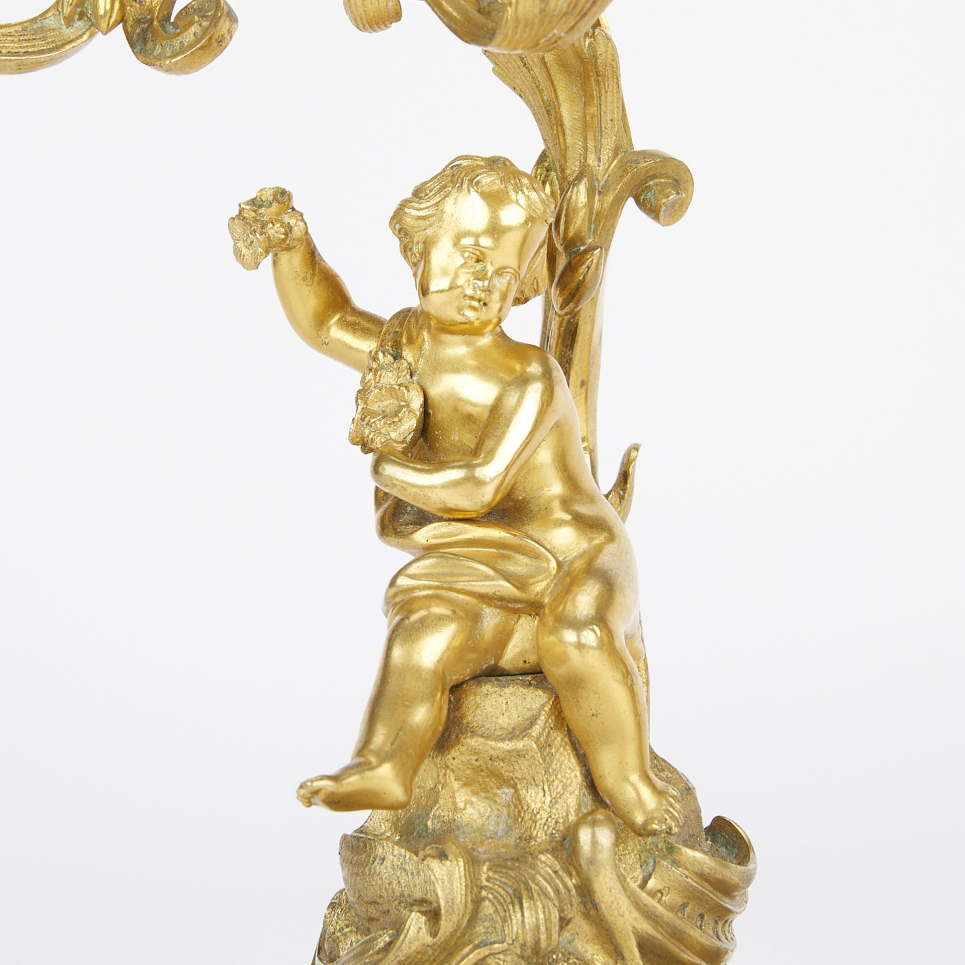 Pr Small Louis XV Style Bronze Candelabra - Image 10 of 12