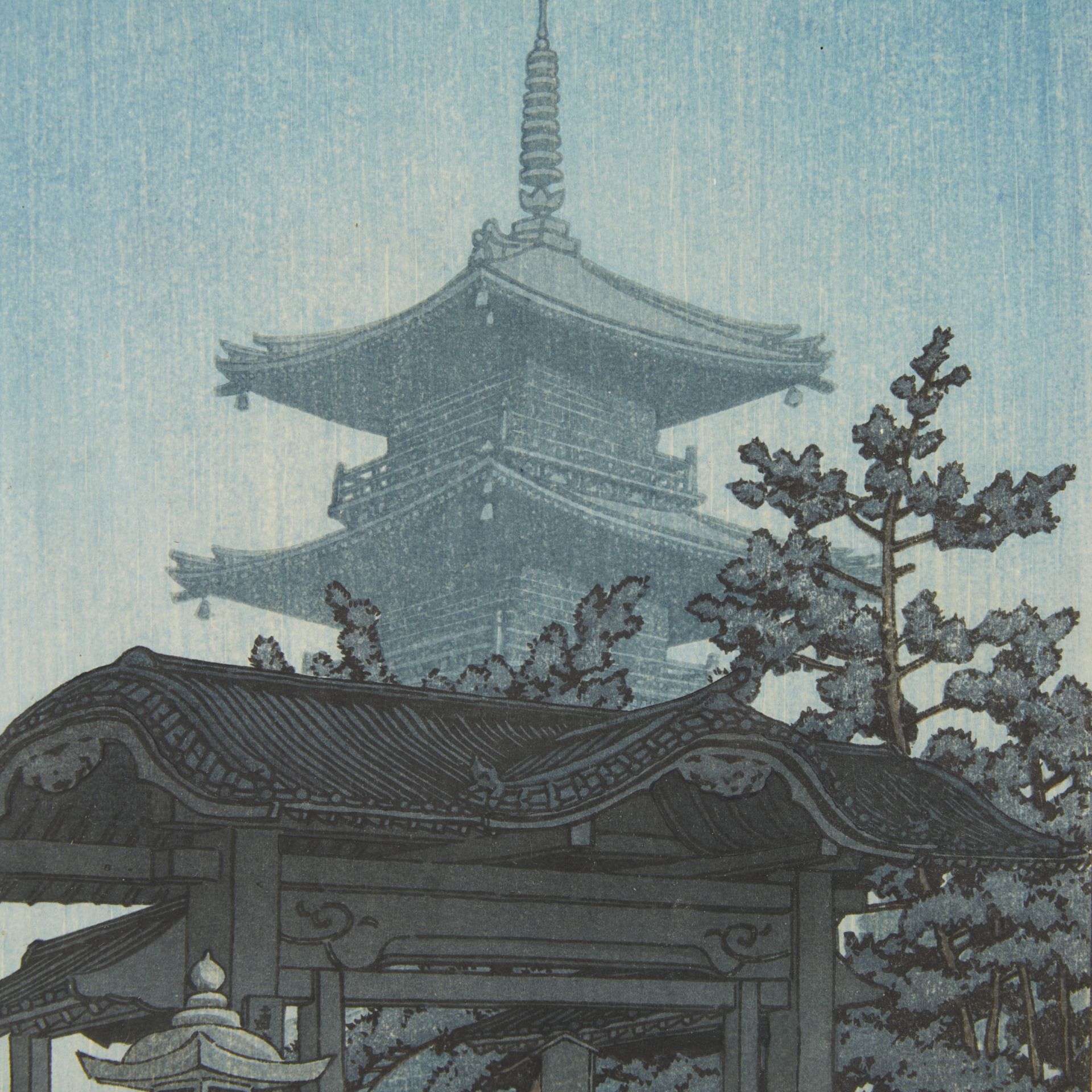 Hasui Kawase "Zenetsu Temple" Woodblock Print - Image 6 of 8