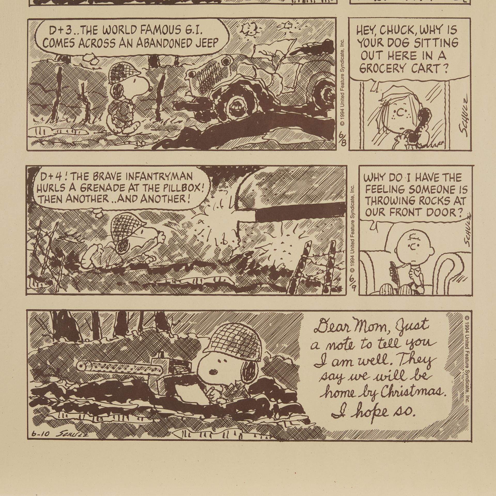 Peanuts Comic Strip Lithograph June 6, 1994 - Bild 6 aus 9