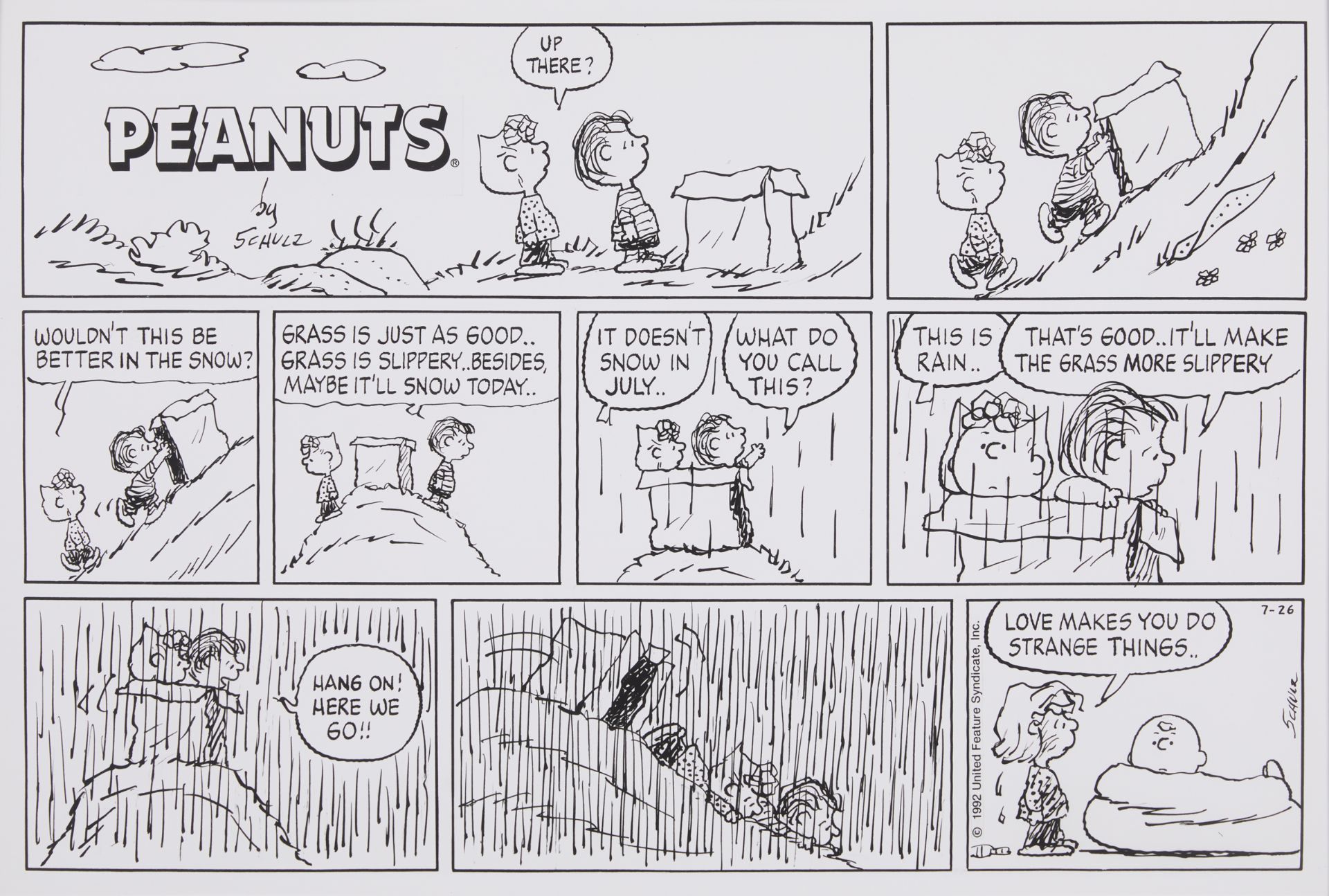 Peanuts Comic Strip Lithograph July 26, 1992