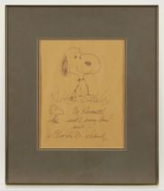 Charles Schulz Pen Drawing Snoopy & Woodstock