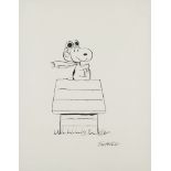 Charles Schulz Original Drawing Flying Ace Snoopy