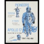 Signed Charles Schulz NASA Apollo 17 Poster