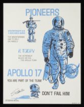 Signed Charles Schulz NASA Apollo 17 Poster