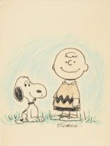 Charles Schulz Drawing of Charlie Brown & Snoopy