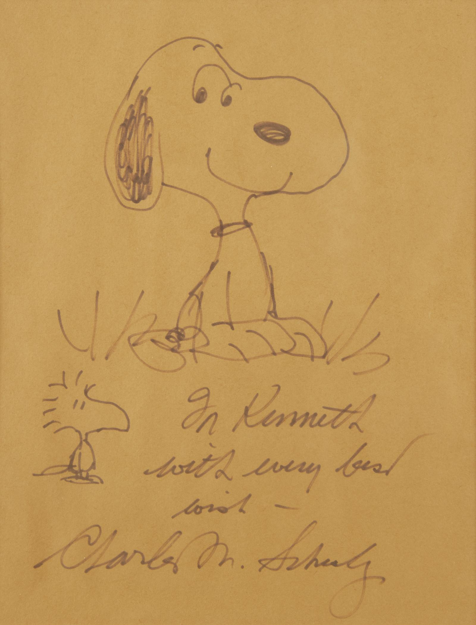 Charles Schulz Pen Drawing Snoopy & Woodstock - Bild 2 aus 6