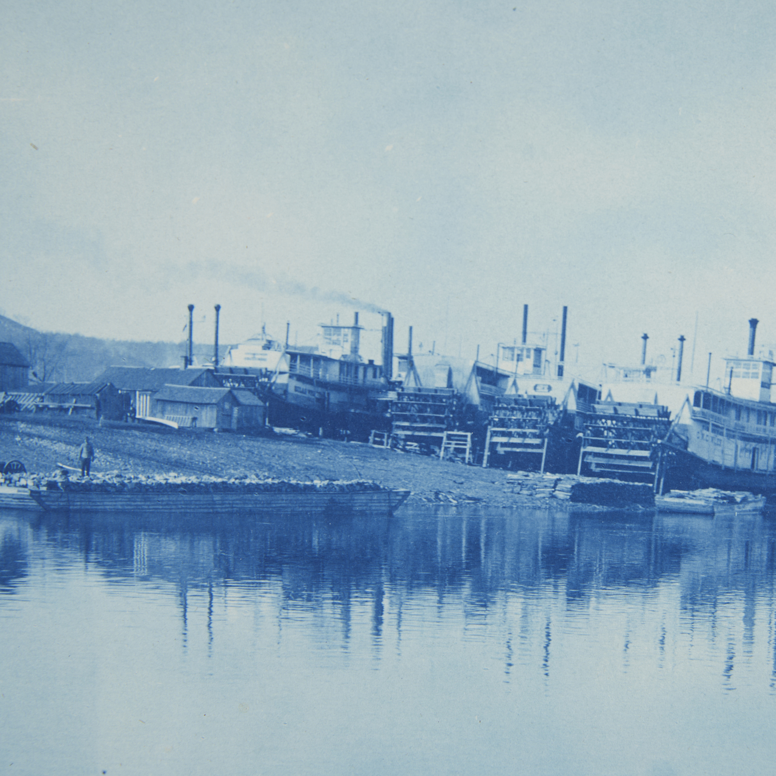 Henry Bosse "Boatyard at Wabasha, MN" Cyanotype - Image 4 of 9