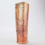 Randy Johnston Tall Ceramic Shino Vase w/ Iron Oxide Brushwork