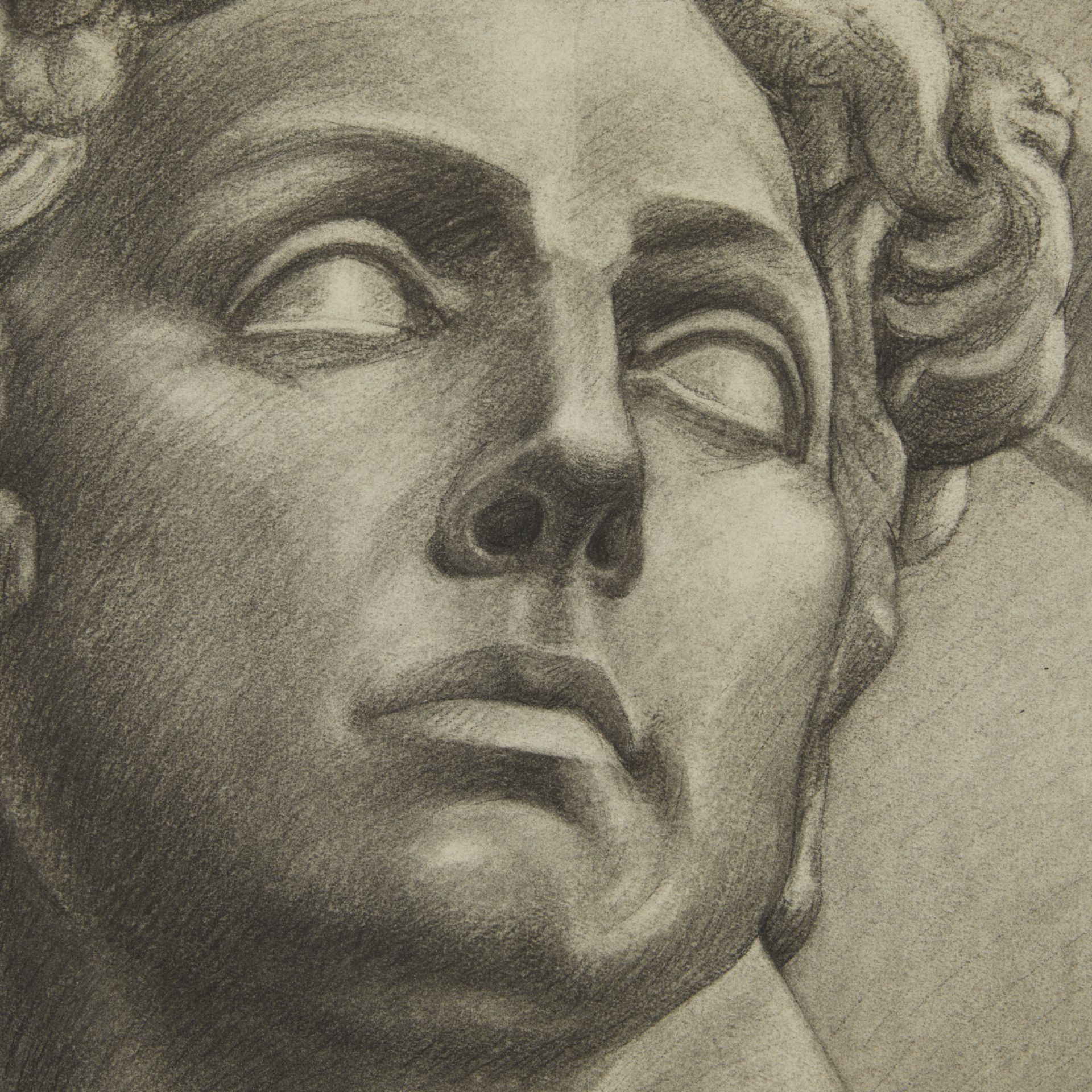 Peter Lupori Classical Bust Charcoal Drawing 1940 - Image 3 of 6