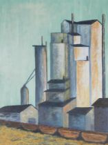 Syd Fossum Grain Mill Landscape Painting 1970