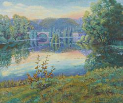 Mildred Poissant "Sundown on the River" Painting