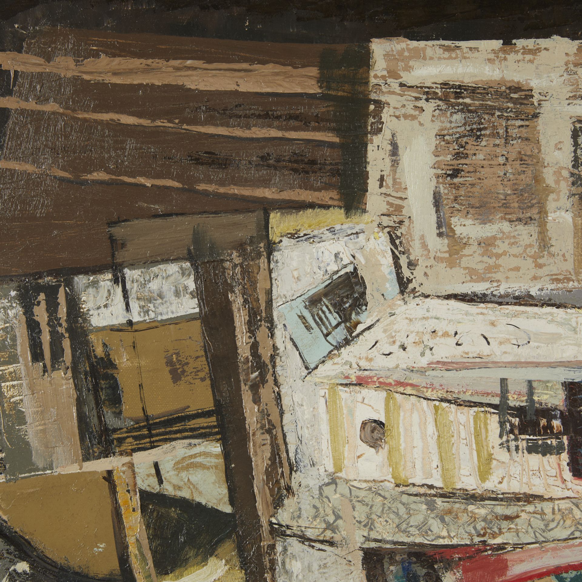 Elof Wedin "Grand Marais Boat House" Painting 1954 - Image 4 of 9