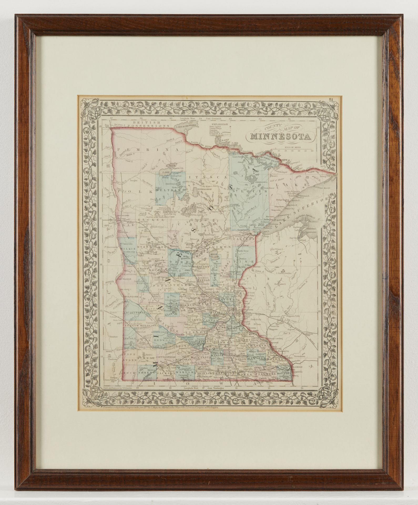 County Map of Minnesota ca. 1877 - Bild 3 aus 5