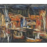 Elof Wedin Abstract Harbor Painting