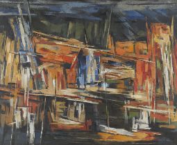 Elof Wedin Abstract Harbor Painting