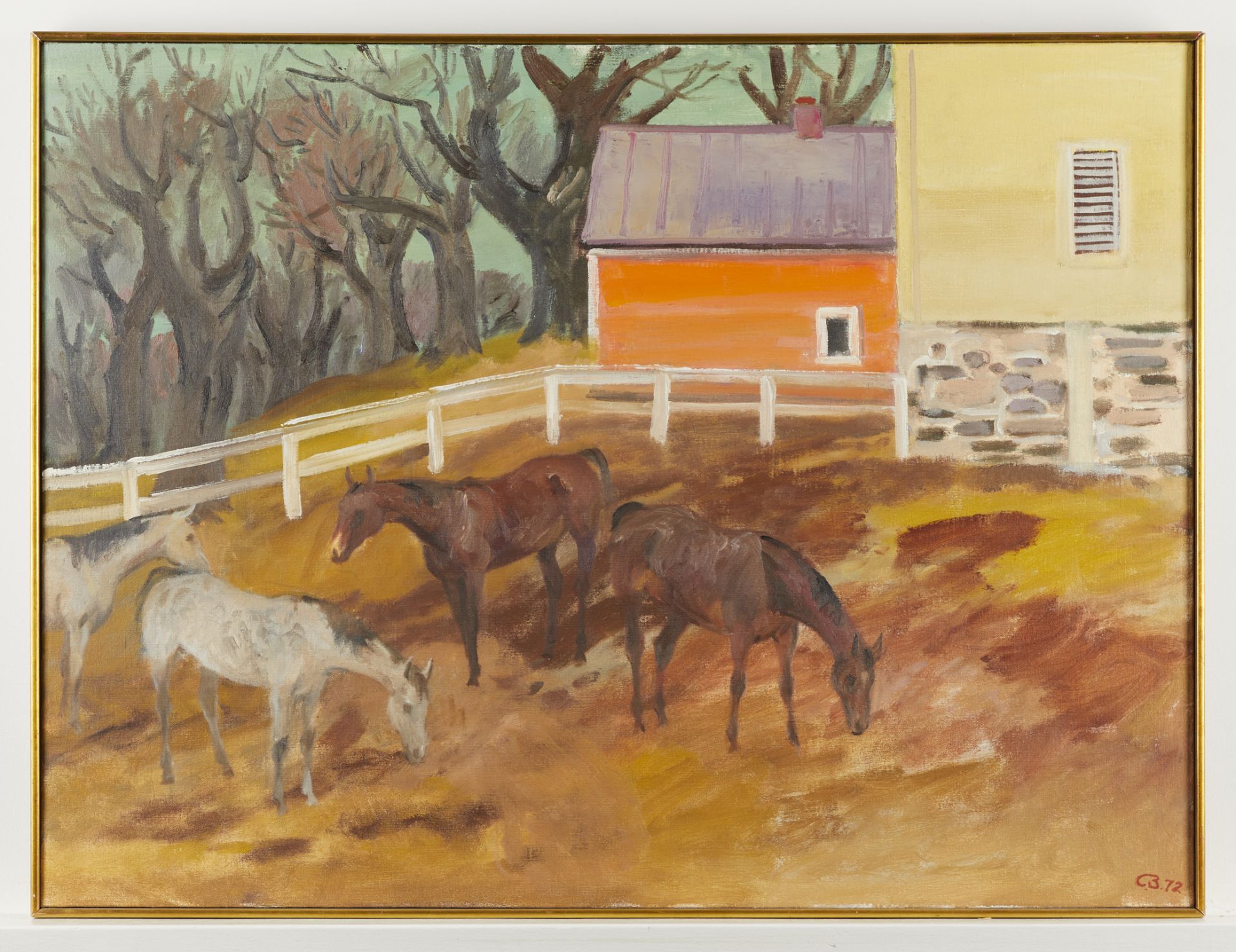 Cameron Booth "2 Bays 2 Greys" Horse Painting 1972 - Image 3 of 13