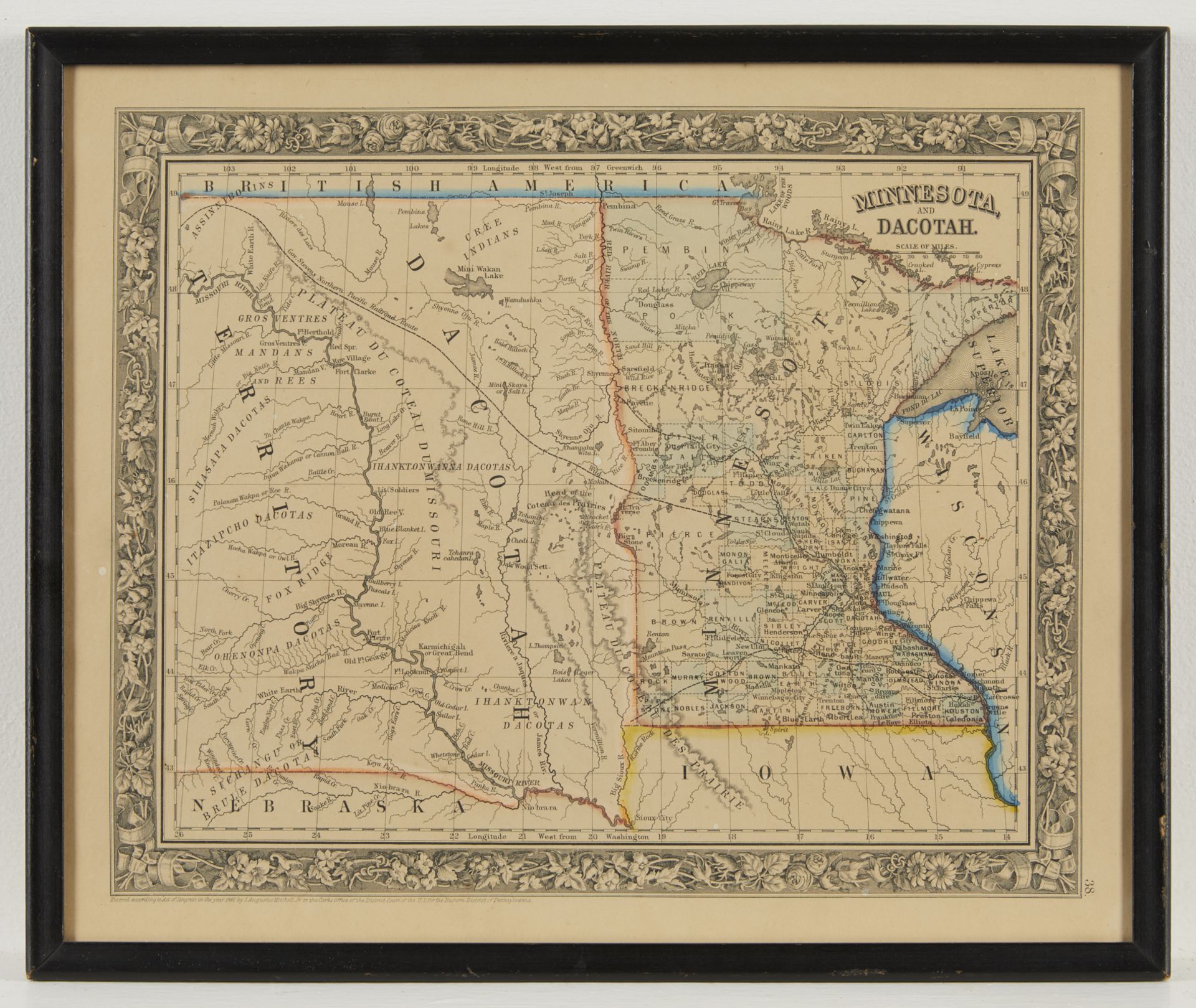 1860 Minnesota and Dacotah Territory Map - Bild 3 aus 6