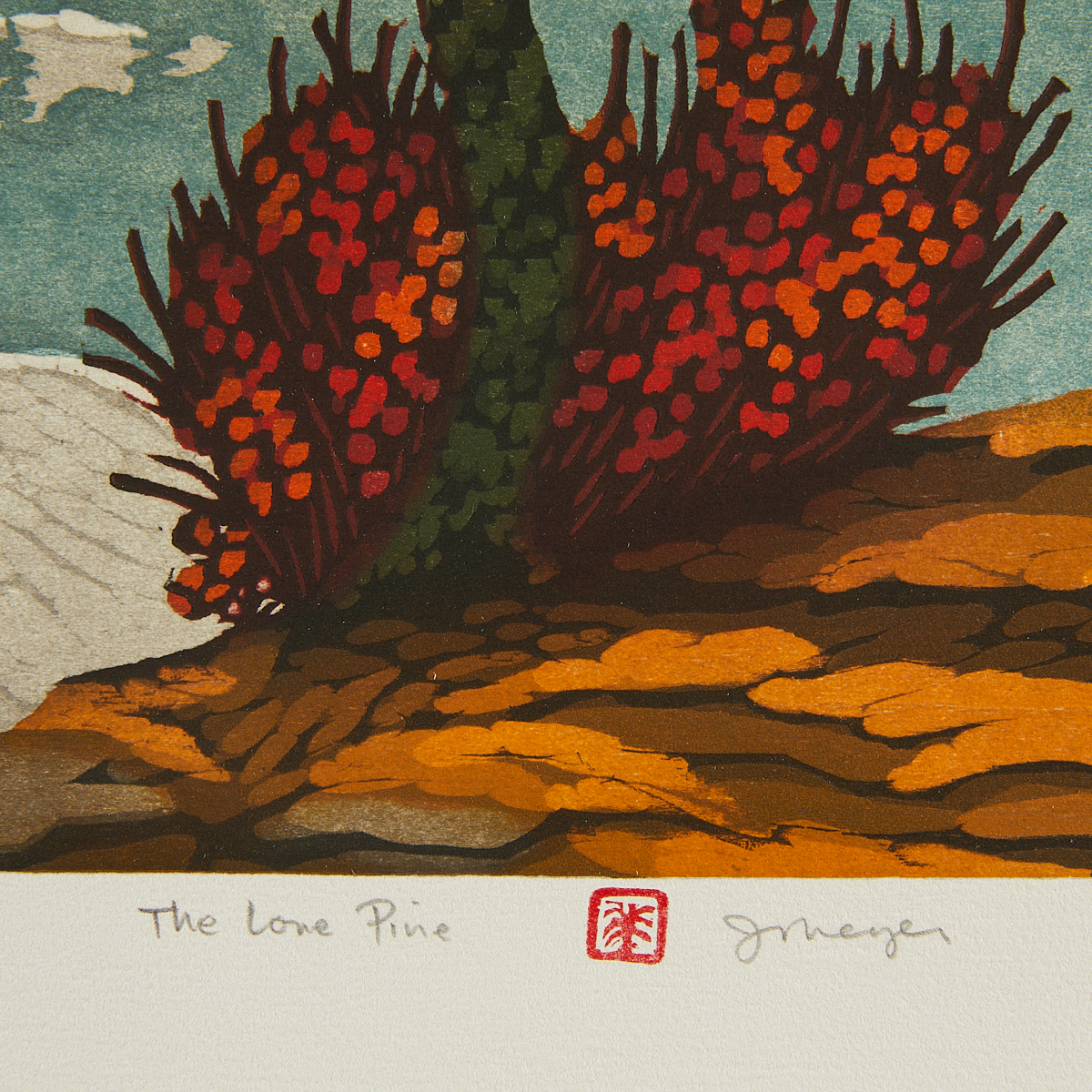 Jim Meyer "The Lone Pine" Woodblock Print - Image 5 of 7