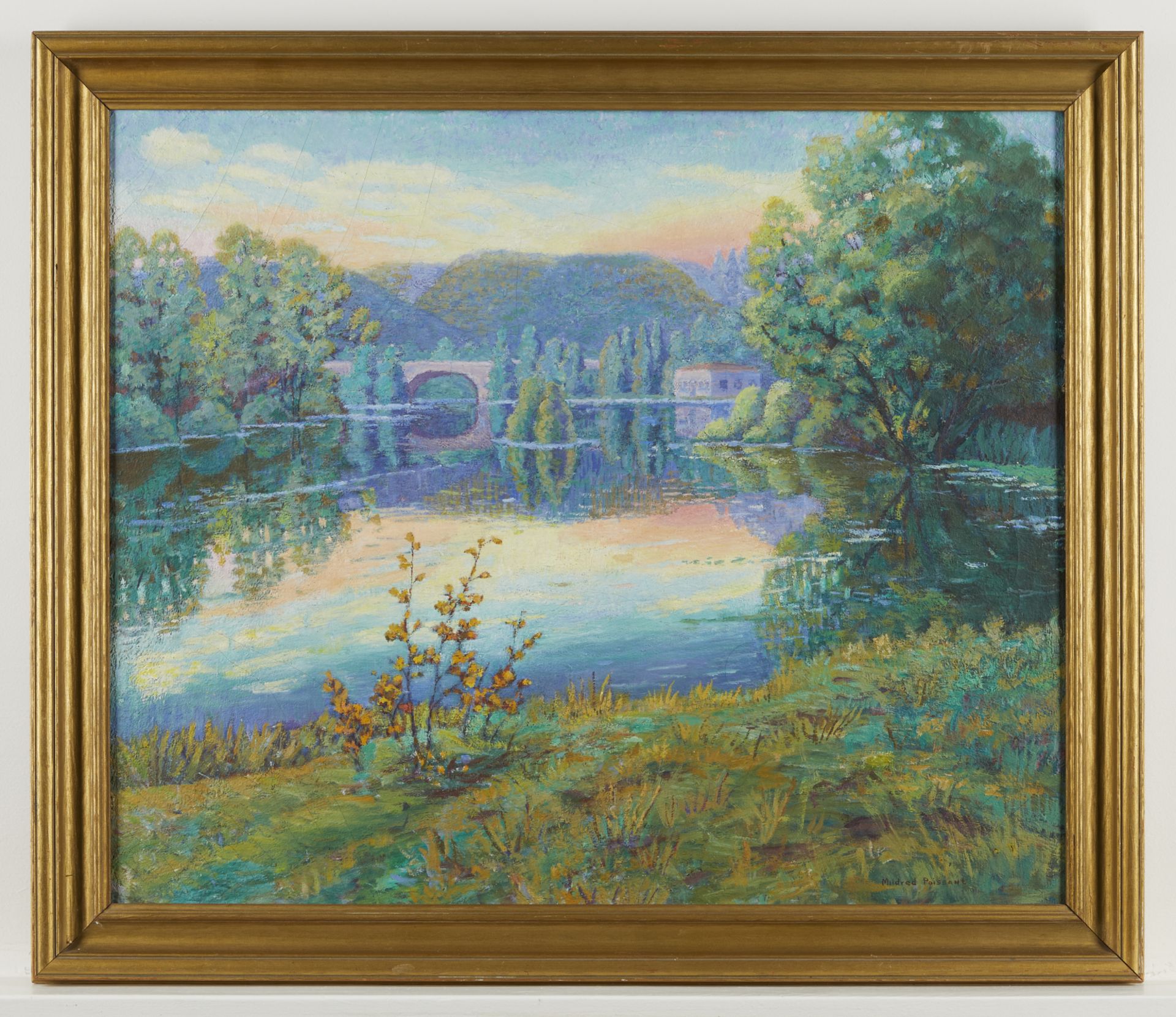 Mildred Poissant "Sundown on the River" Painting - Image 3 of 7