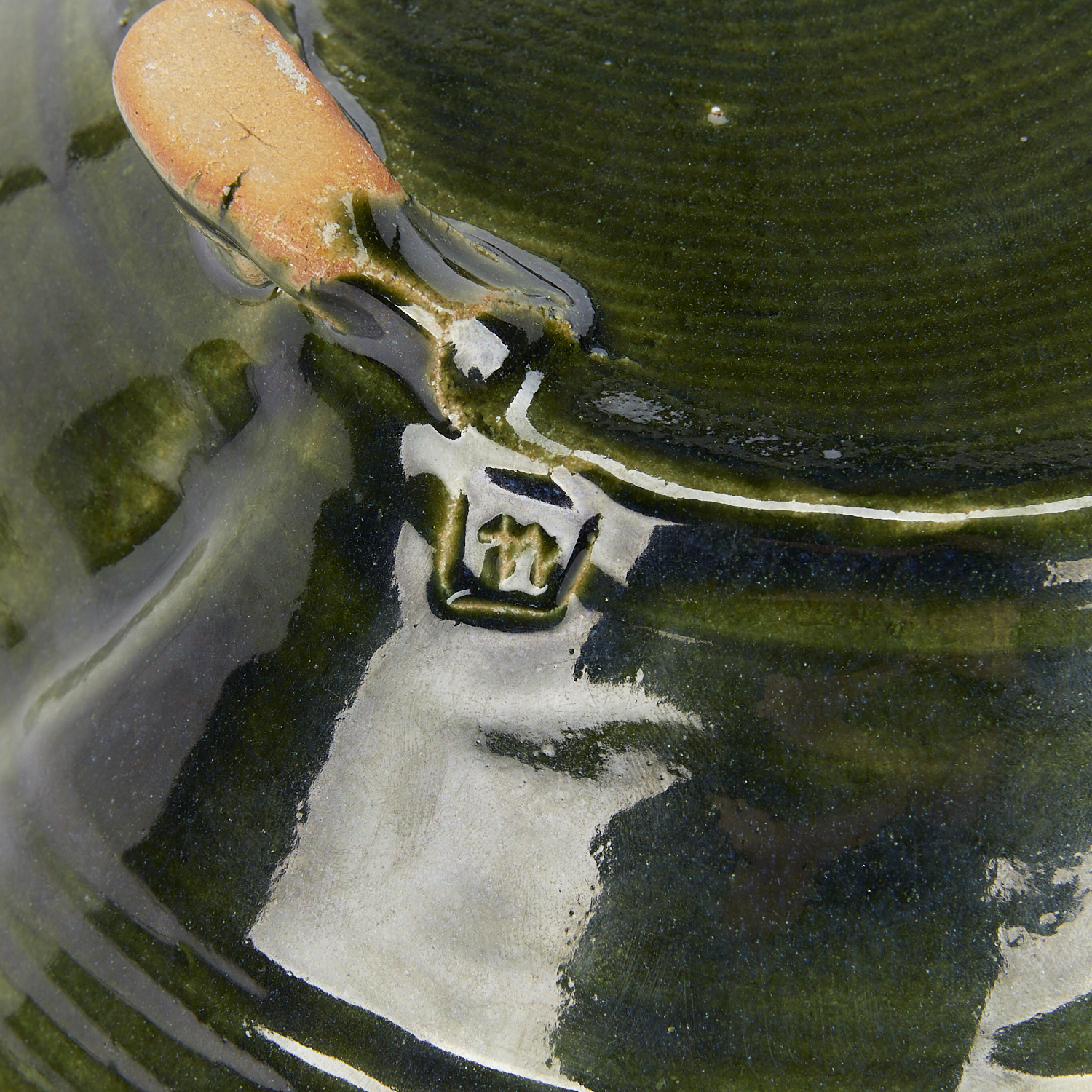 Warren Mackenzie Green Ceramic Bowl - Stamped - Bild 2 aus 11
