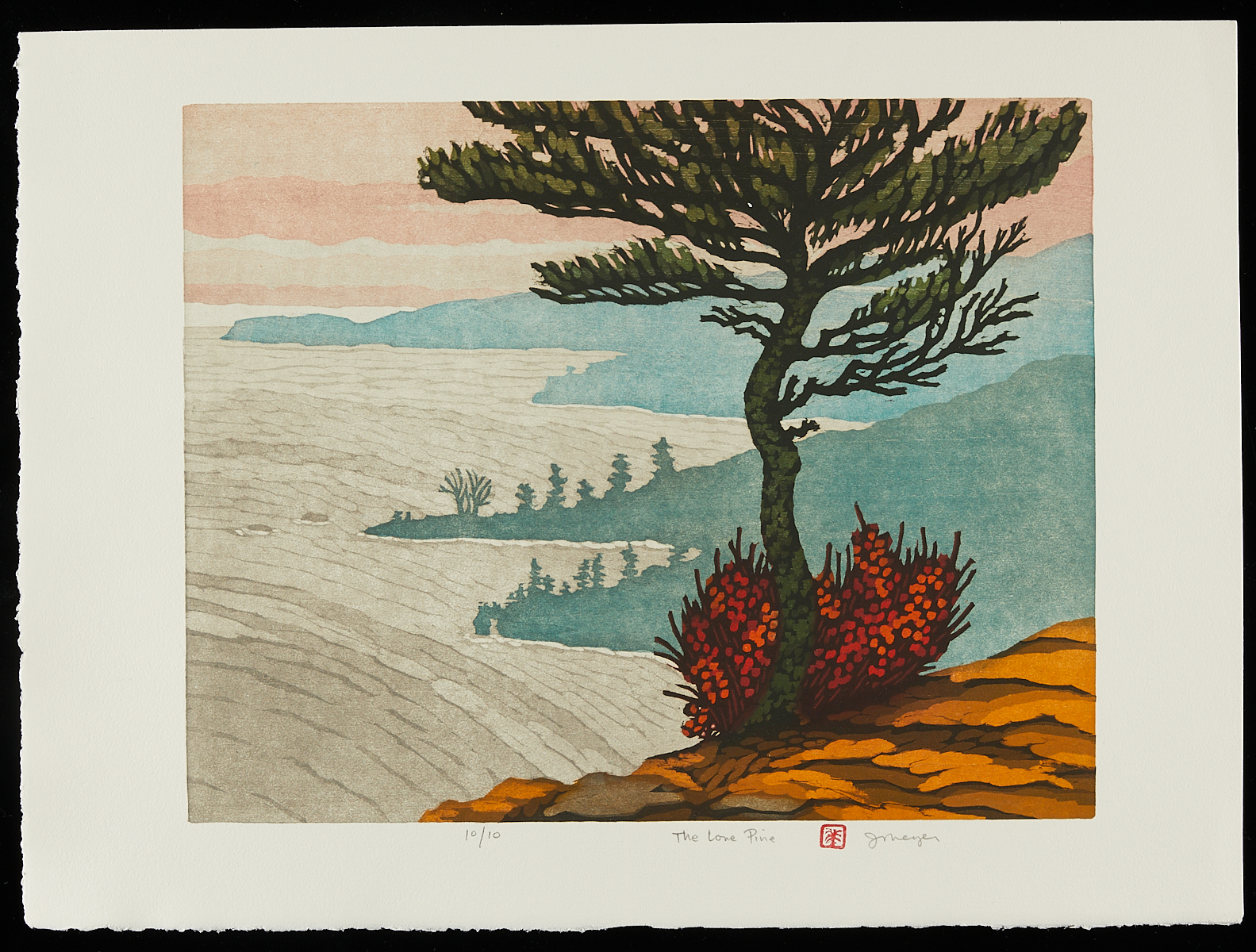 Jim Meyer "The Lone Pine" Woodblock Print - Image 3 of 7