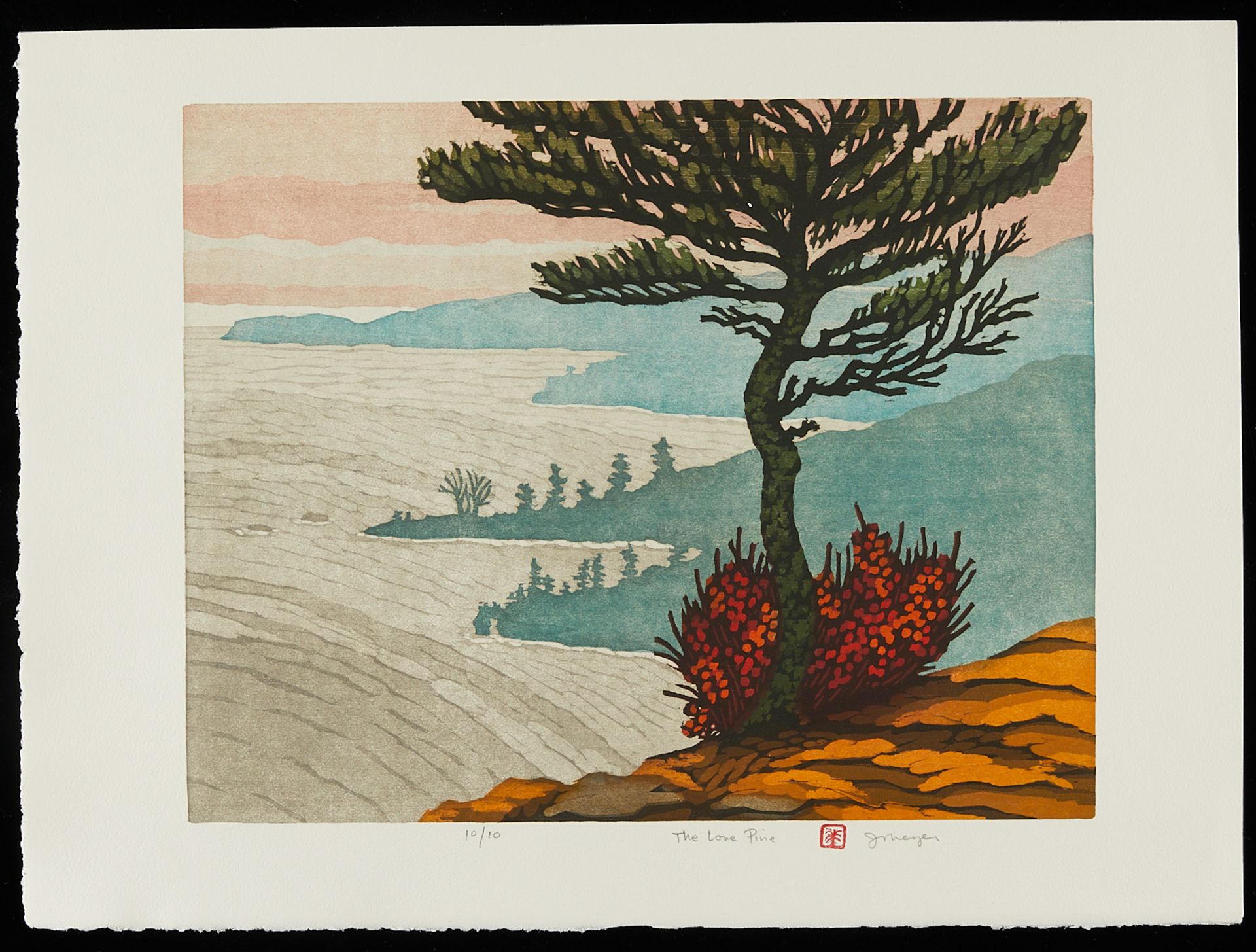 Jim Meyer "The Lone Pine" Woodblock Print - Bild 3 aus 7