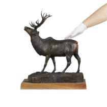 Les Welliver Elk Bronze Sculpture 1973