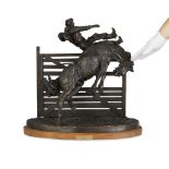 Jim Knight "Bareback on Gate" Bucking Horse Bronze
