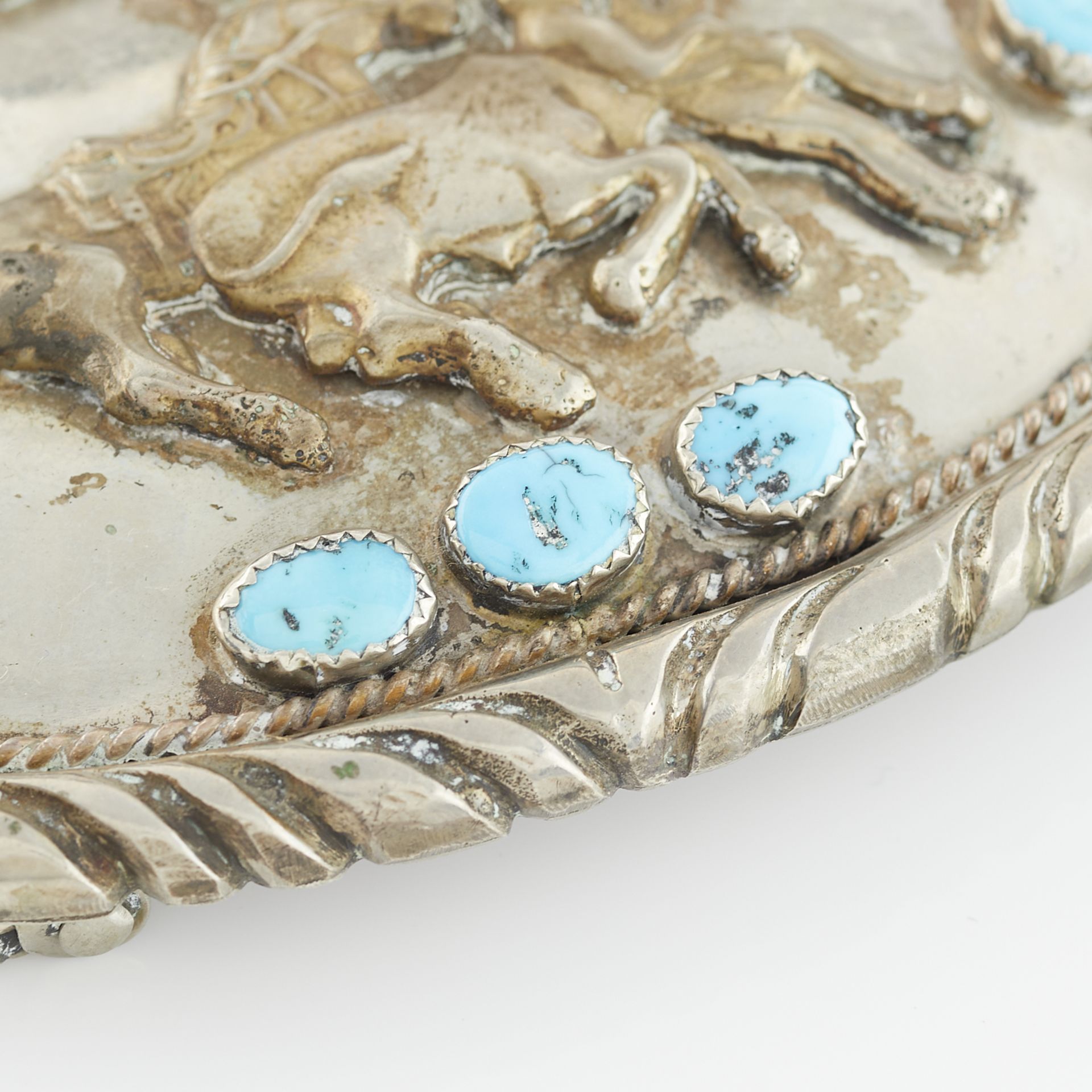 Rodeo Belt Buckle with Turquoise - Image 6 of 6