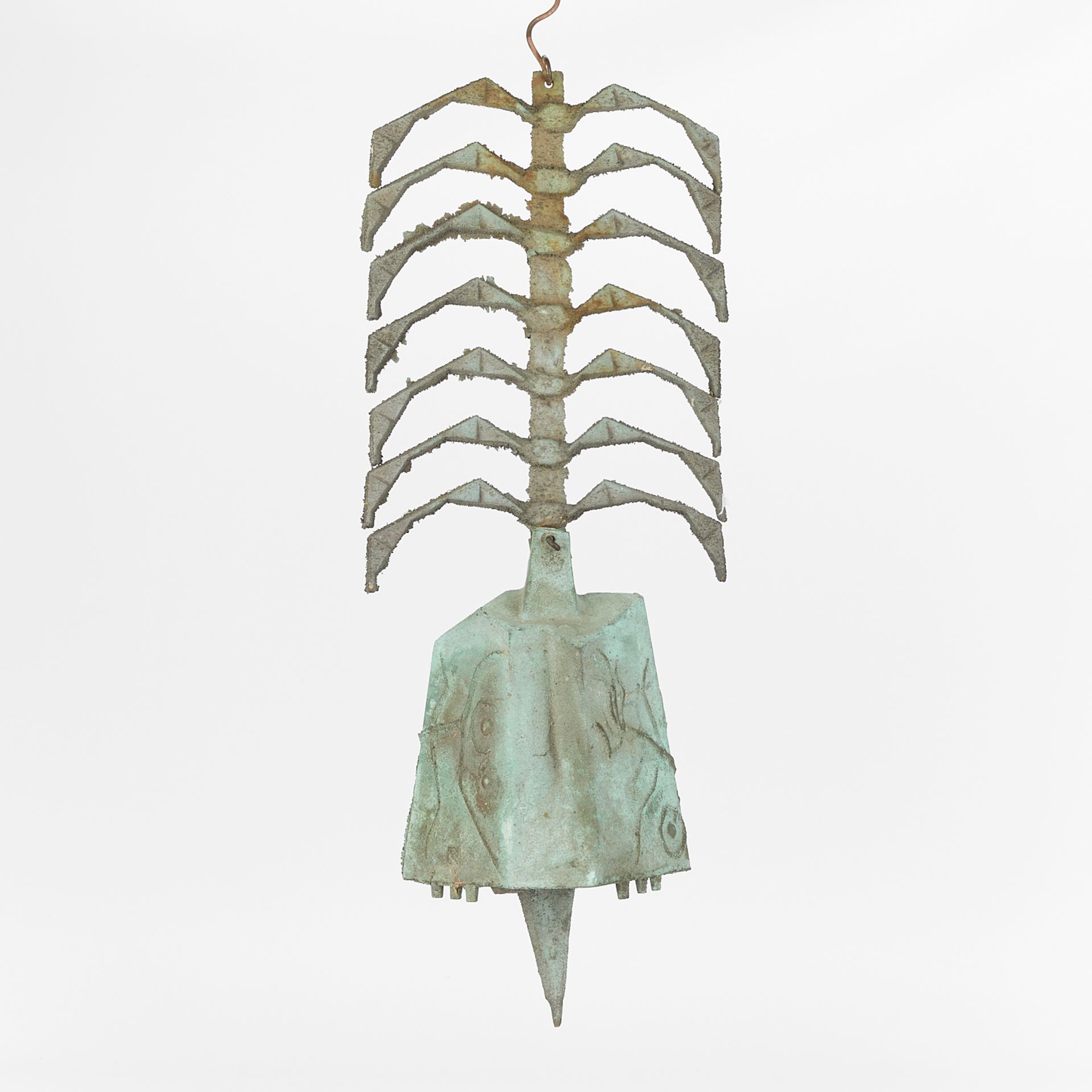 Paolo Soleri Large Bronze Ribbed Wind Bell - Bild 3 aus 10