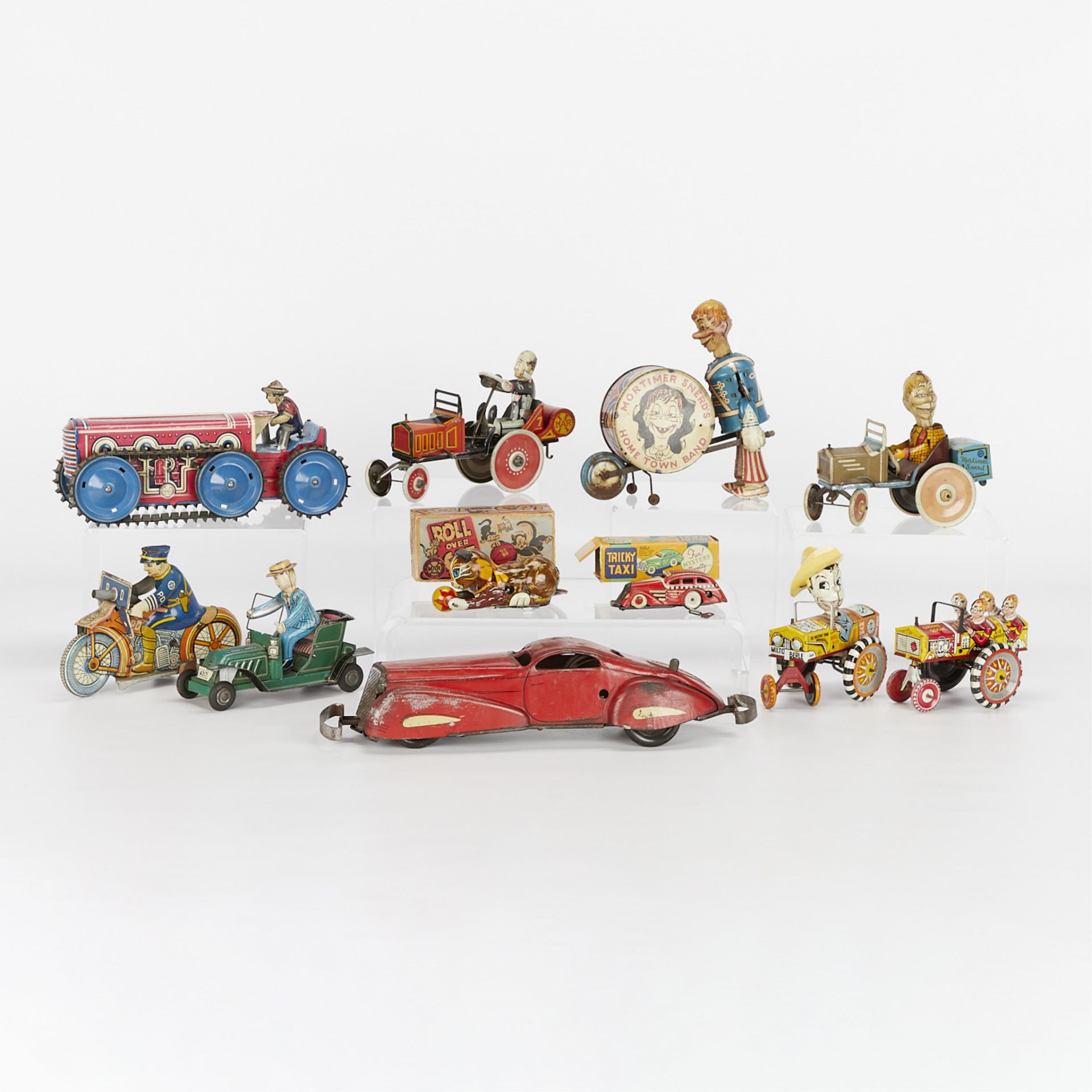 Grp of 11 Vintage Wind-up Tin Toys - Marx & Nomura