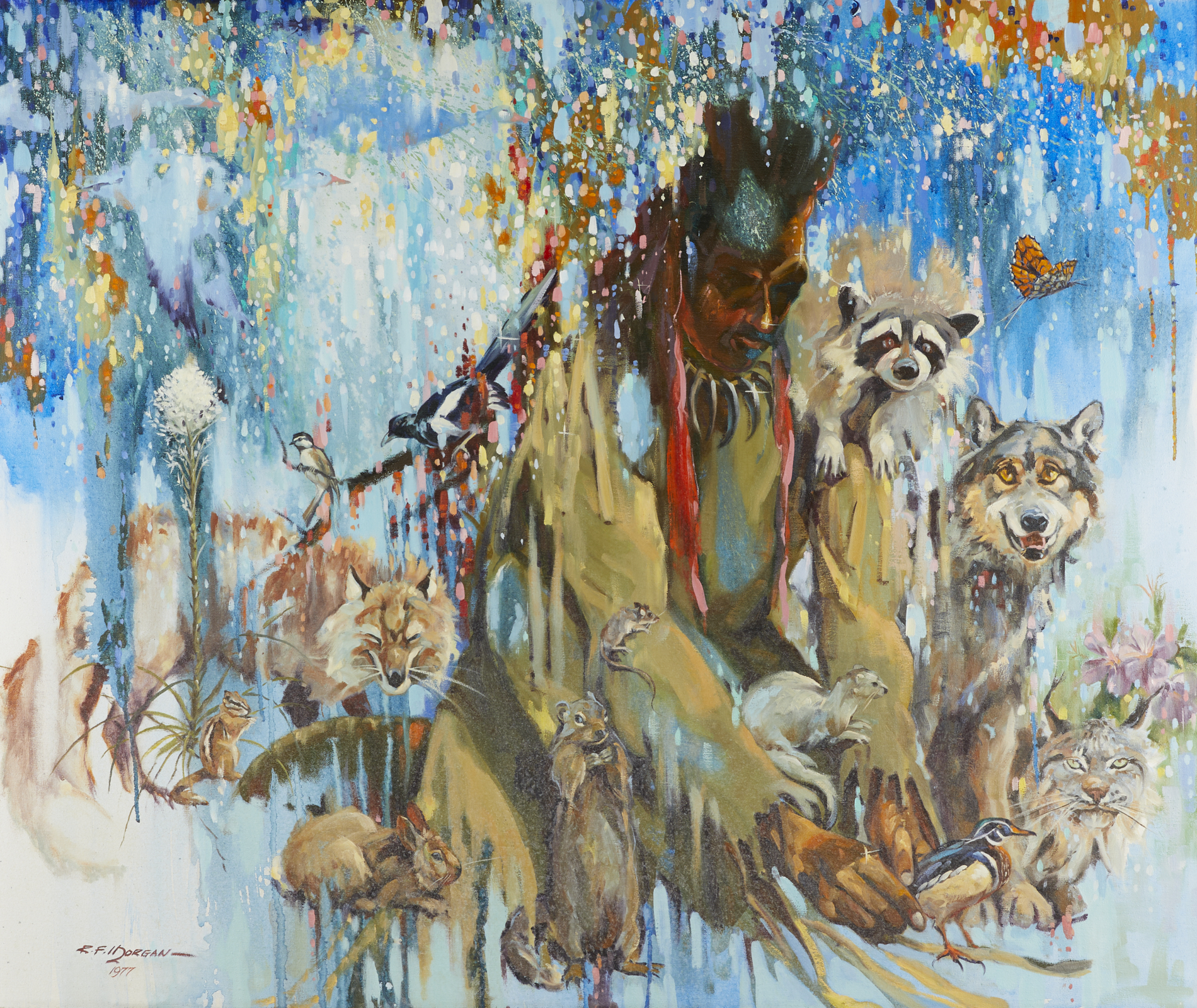 Robert F. Morgan "Napi" Painting 1977 w/ Text