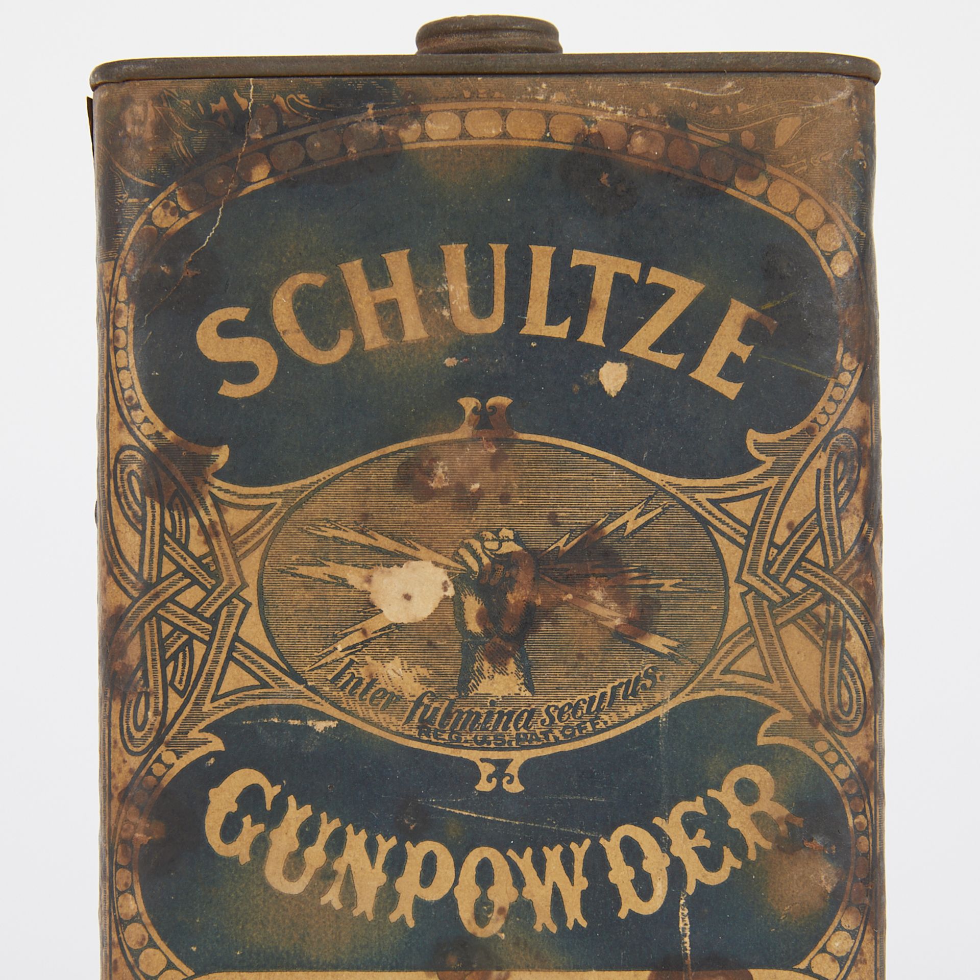 Group of 2 Antique Gunpowder Tins - Image 10 of 12
