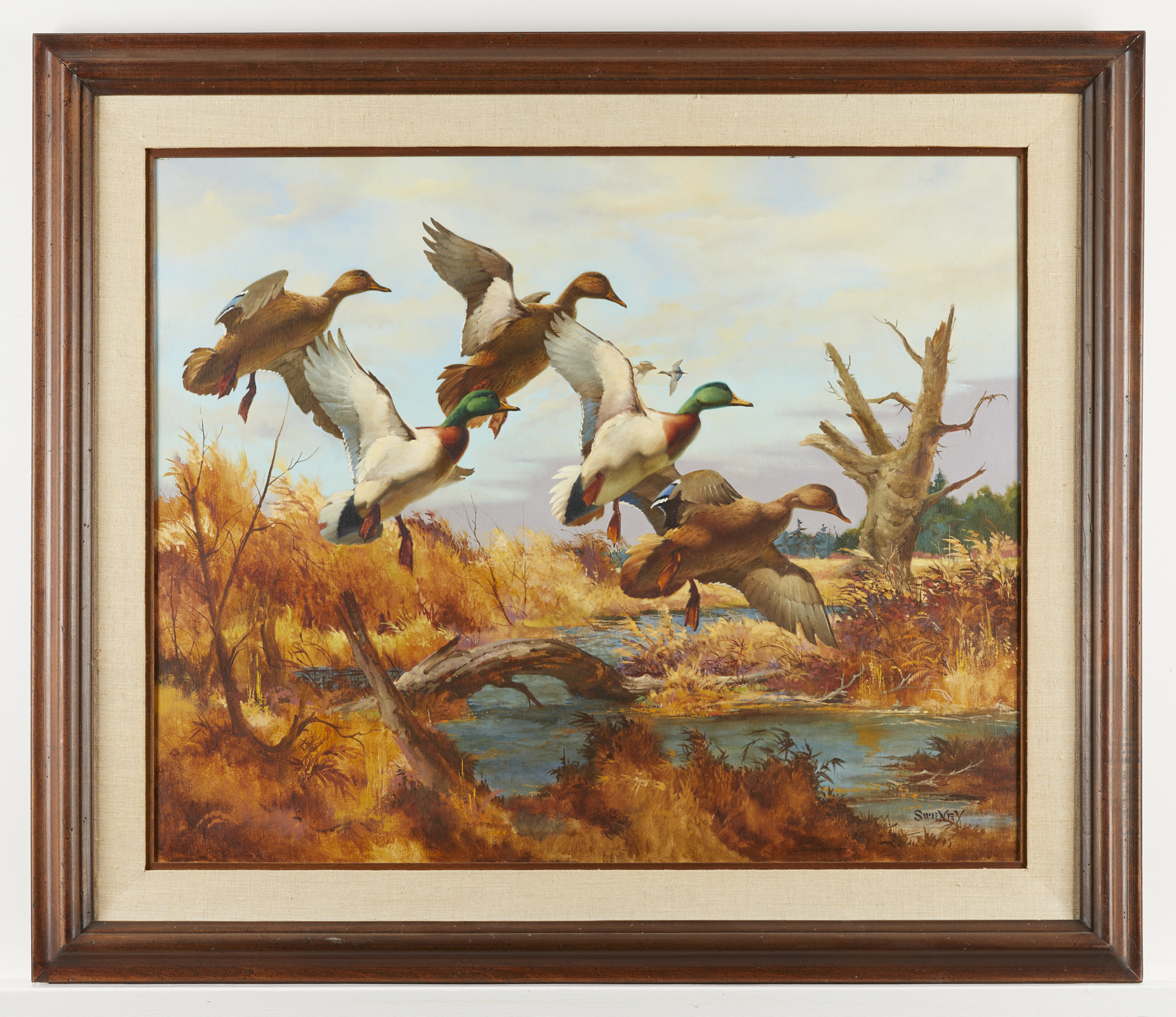 Fred Sweney Mallards Oil on Canvas Painting - Image 3 of 6