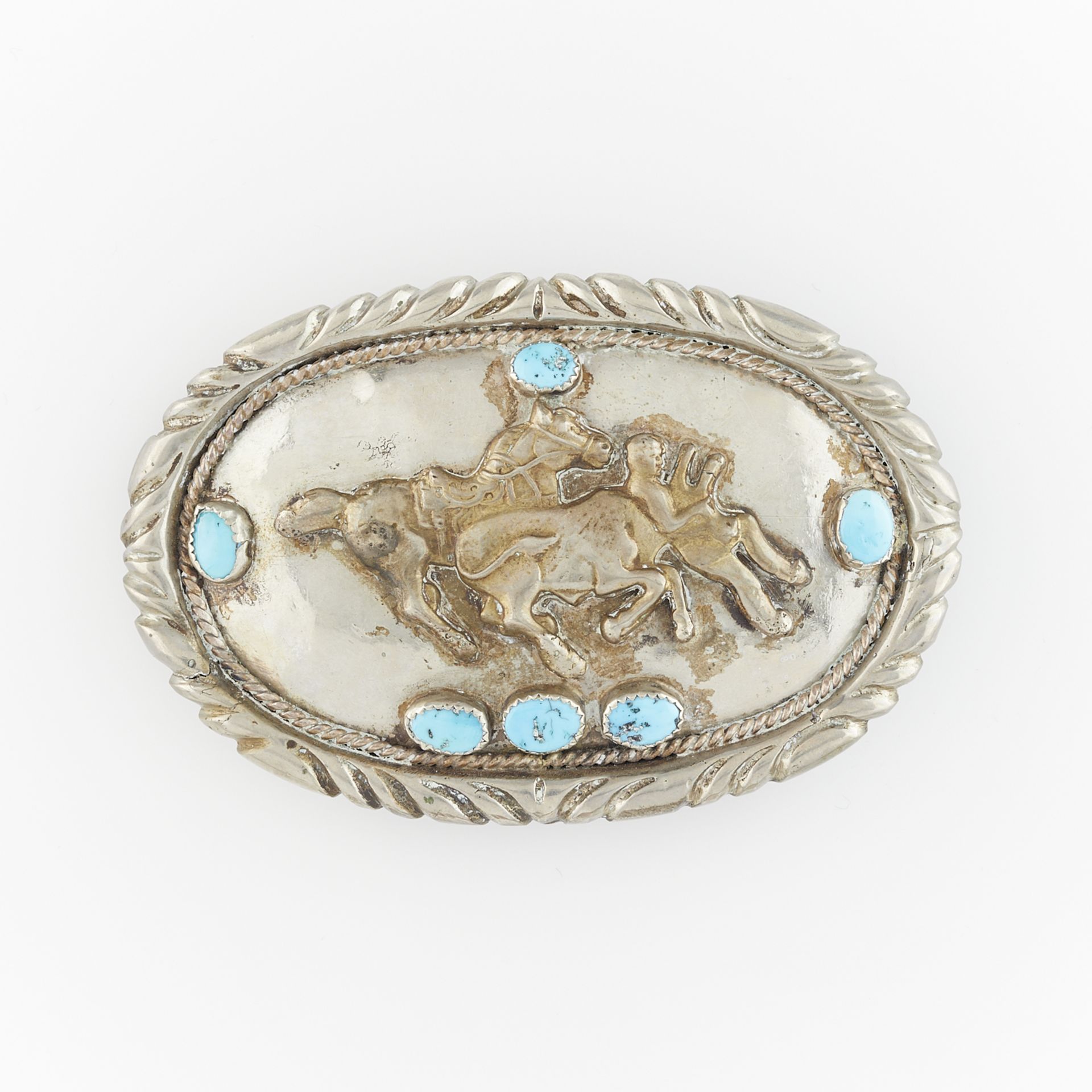Rodeo Belt Buckle with Turquoise - Image 2 of 6
