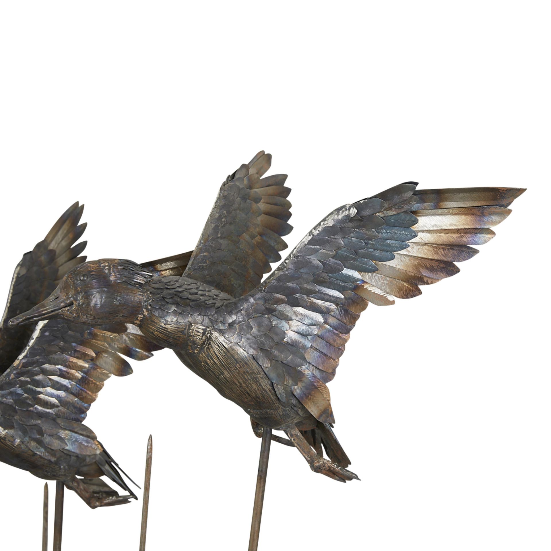 Large Jim Dolan Steel Wood Ducks Sculpture - Bild 10 aus 11