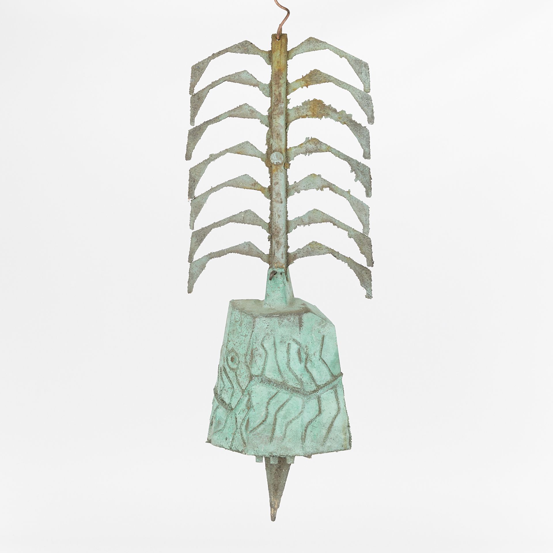 Paolo Soleri Large Bronze Ribbed Wind Bell - Bild 5 aus 10