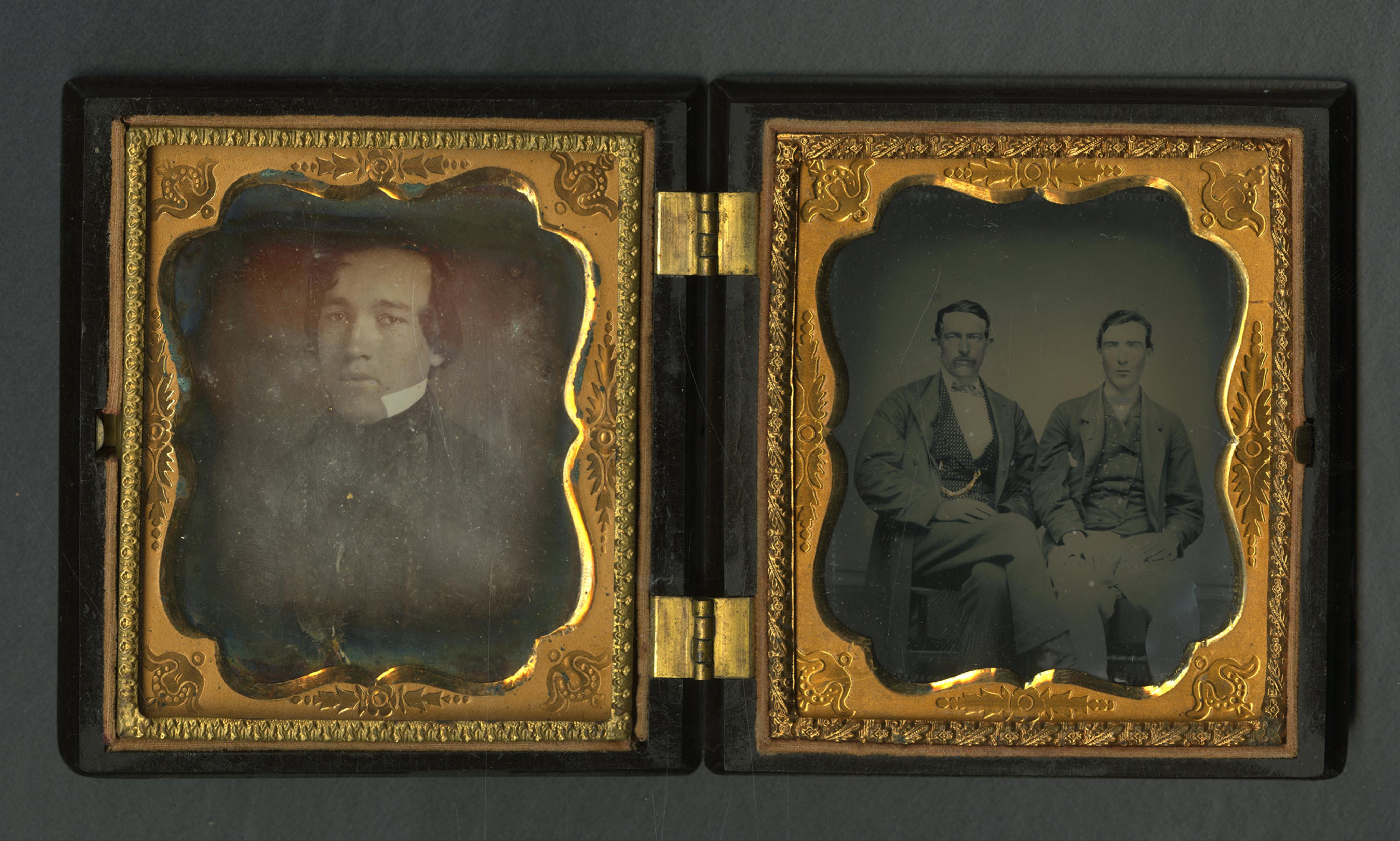 Gutta-Percha Deer Case w/ Daguerreotype Portraits