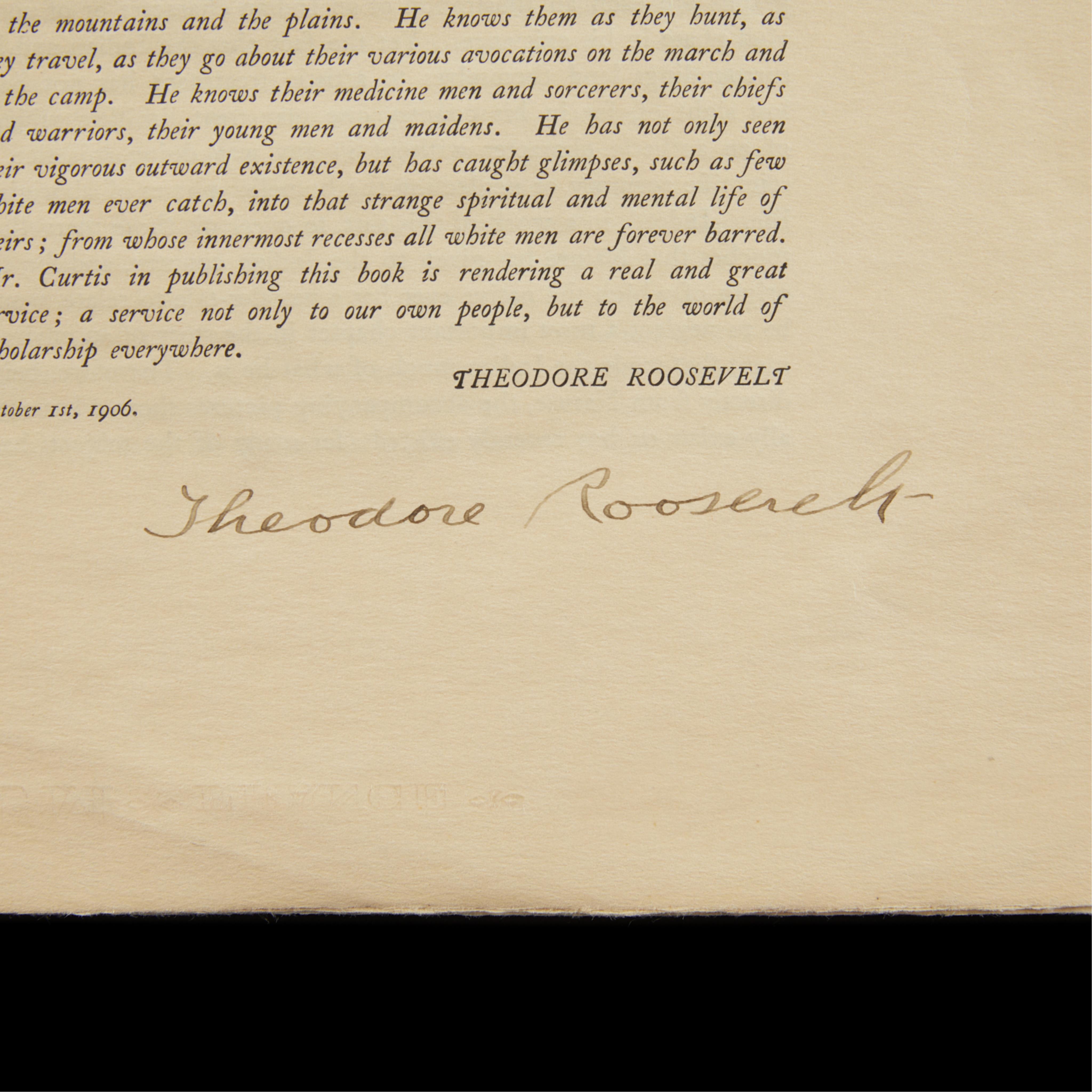 "The N. American Indian" Sample Signed Roosevelt