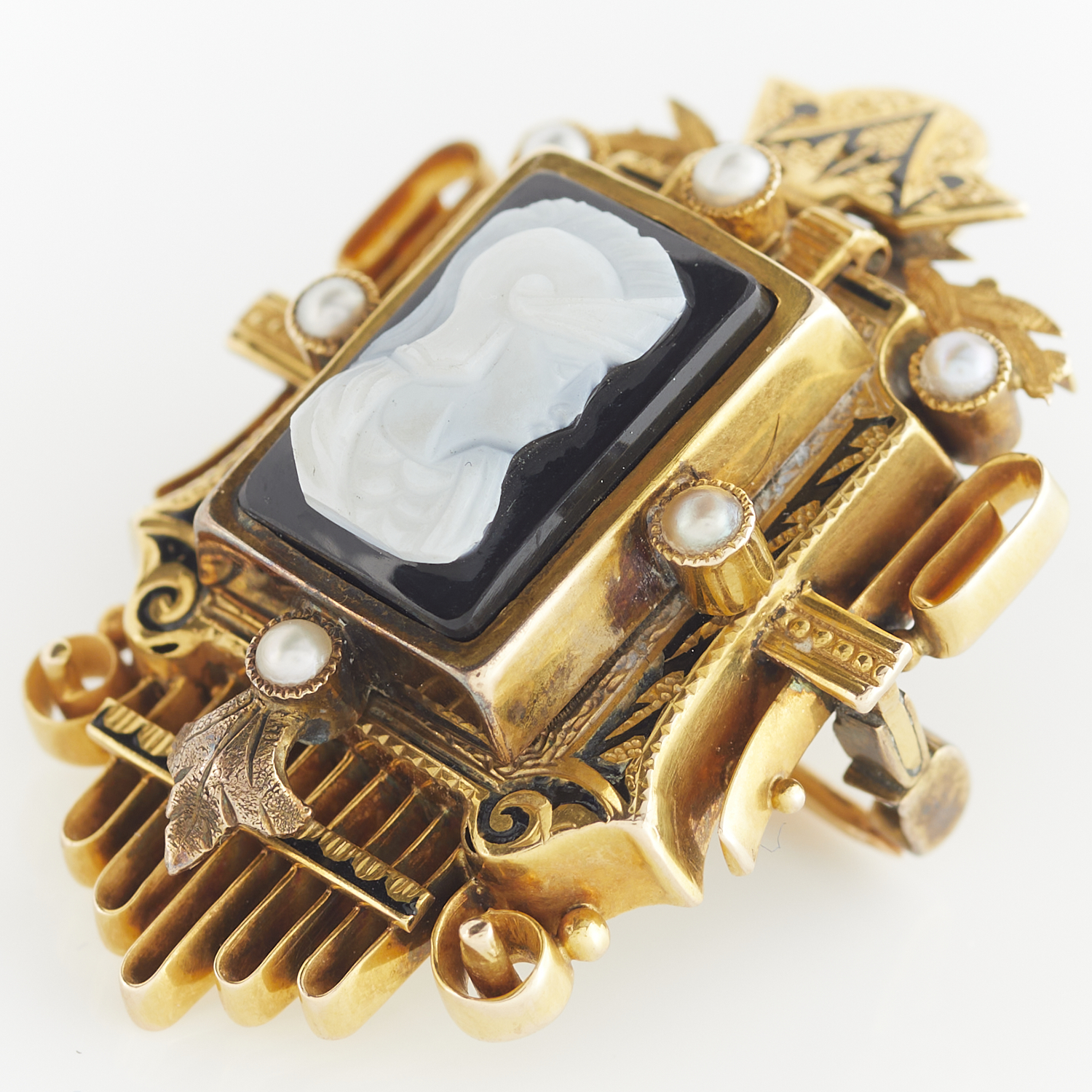 14k Gold & Hardstone Cameo Brooch - Image 7 of 8