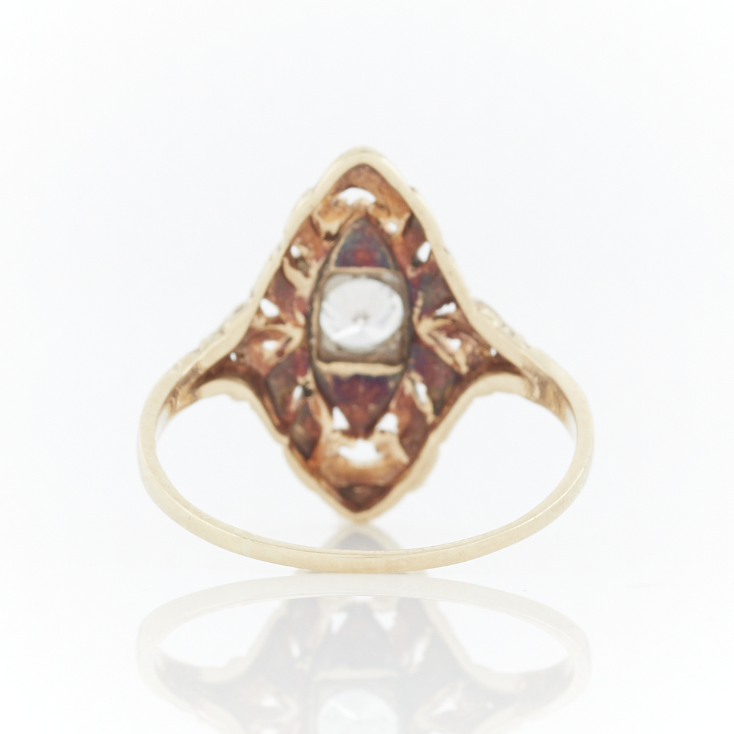 14k Gold Art Deco Navette Diamond Ring - Image 7 of 11