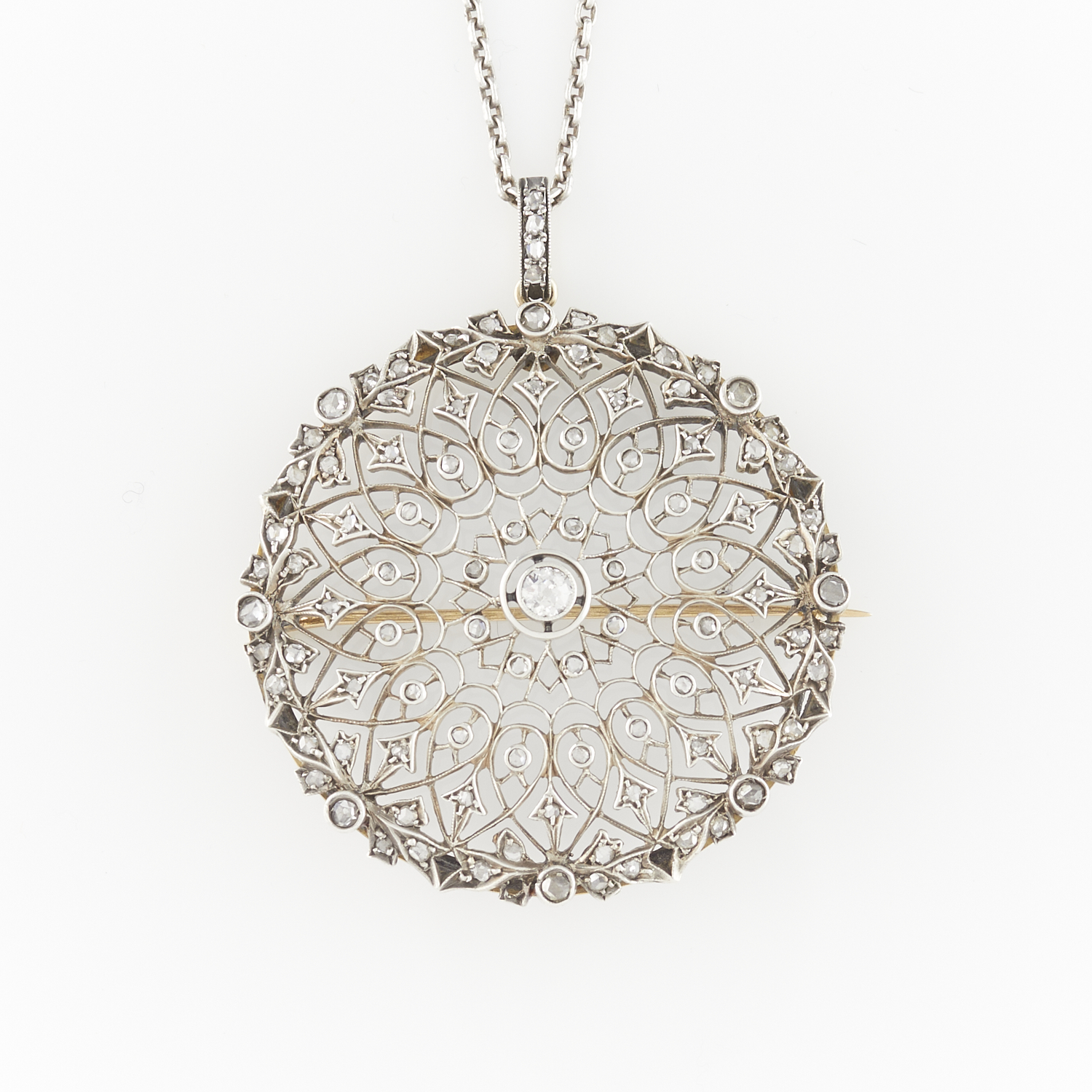 Edwardian Diamond Circle Brooch Pendant - Image 5 of 15