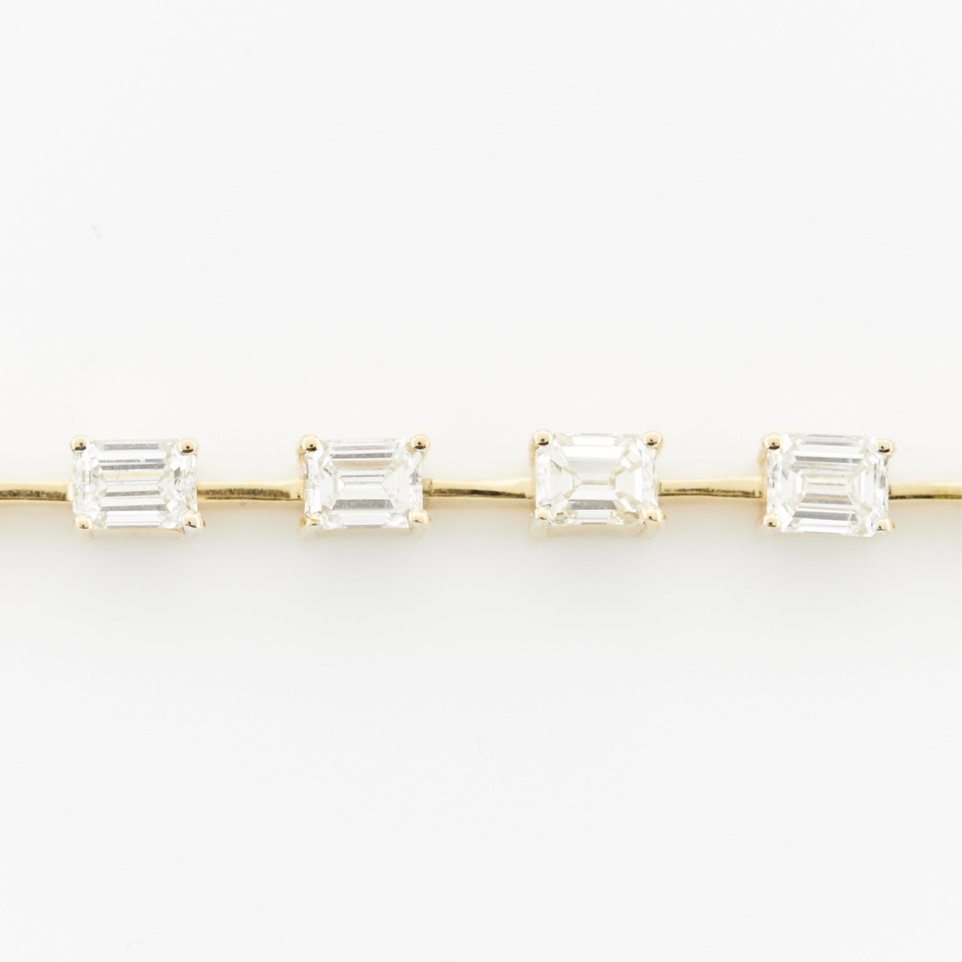 Oscar Friedman 18k Gold Step Cut Diamond Bracelet - Image 2 of 8