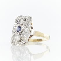 Gold, Diamond, & Sapphire Filigree Ring
