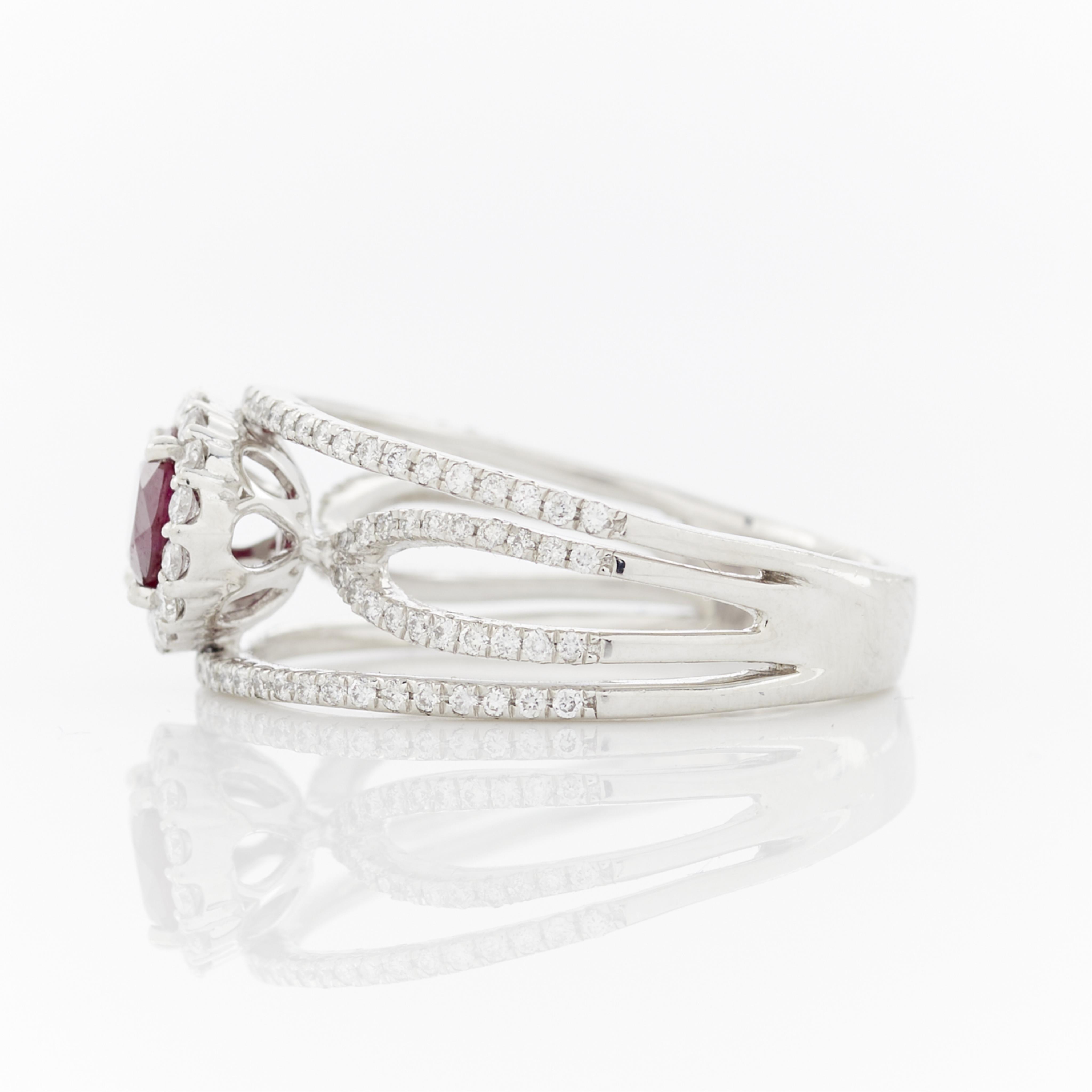 Platinum, Burmese Ruby, & Diamond Ring - Image 5 of 14