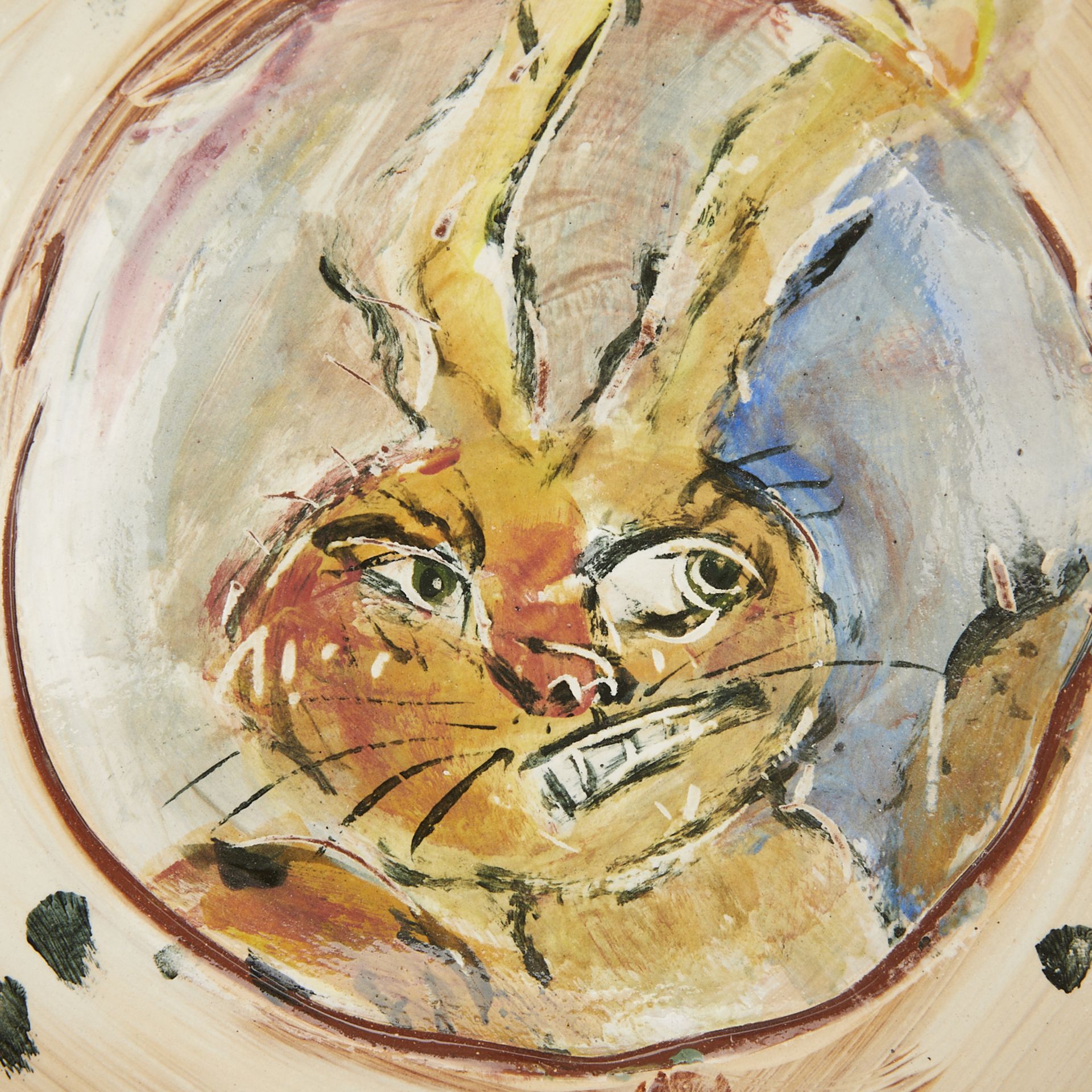 Ron Meyers Ceramic Hand-Painted Rabbit Bowl - Image 2 of 9