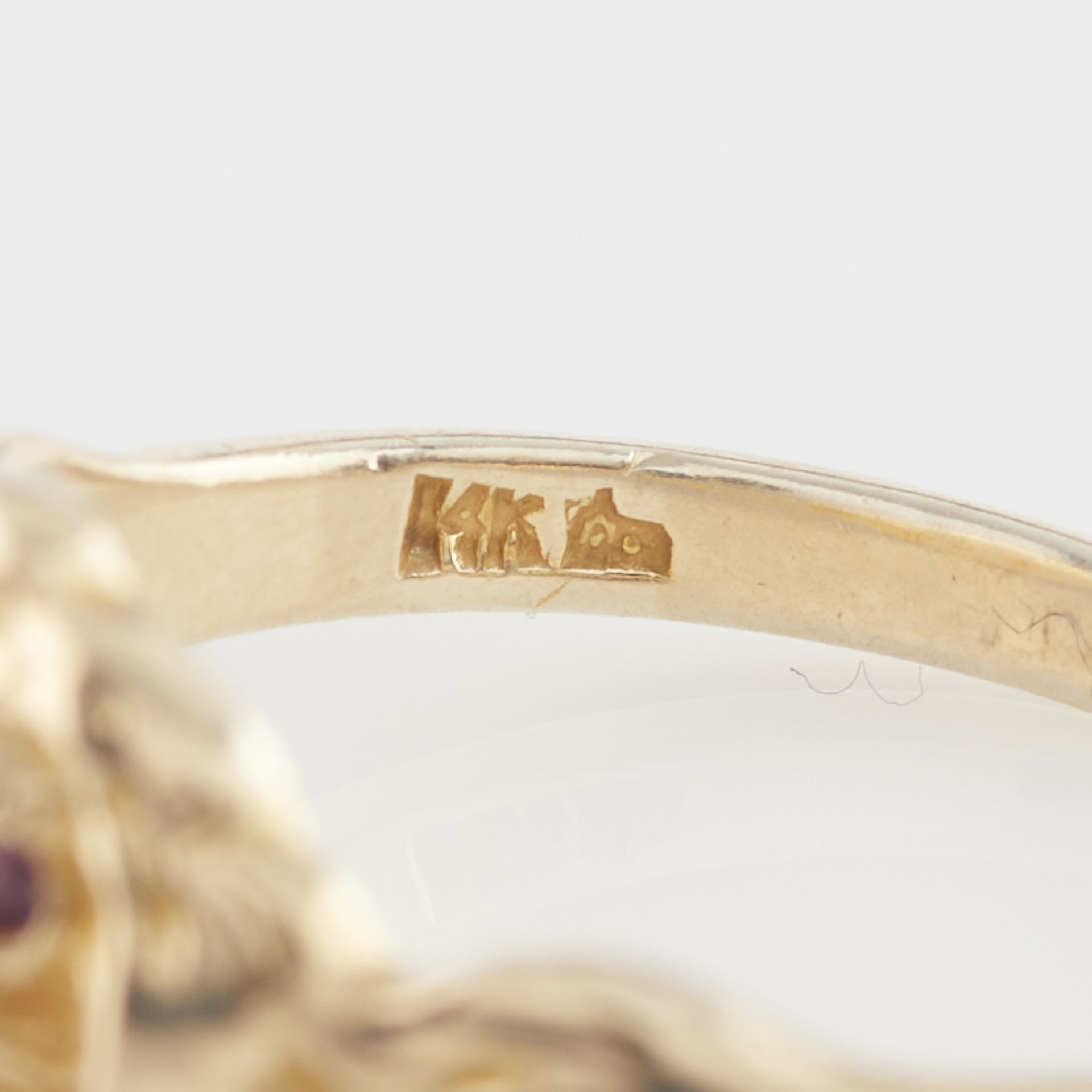 14k Yellow Gold Lion Ring w/ Diamonds & Rubies - Image 8 of 10